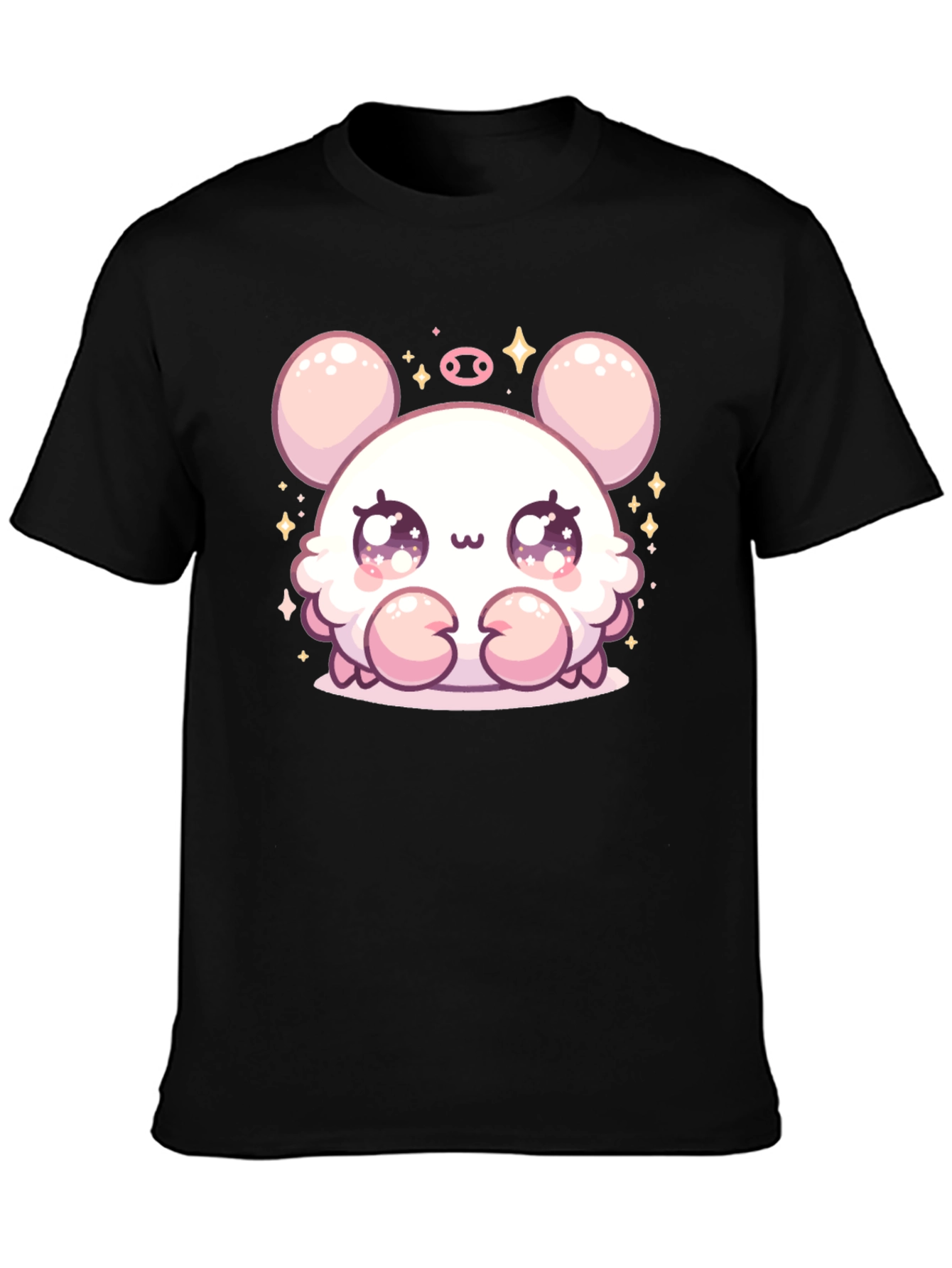 Cute Cartoon Crab Graphic Black Tee