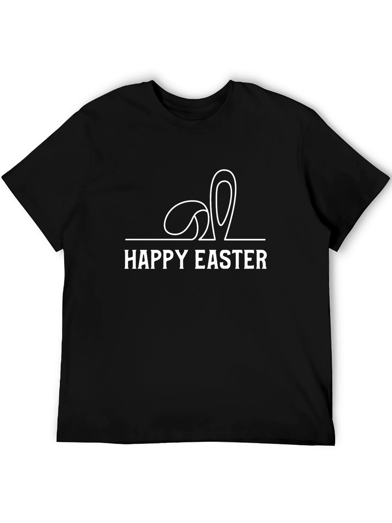 Happy Easter Bunny Ears Graphic Tee - Black
