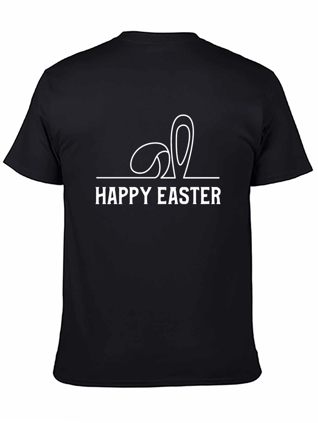 Happy Easter Bunny Ears Graphic Tee - Black