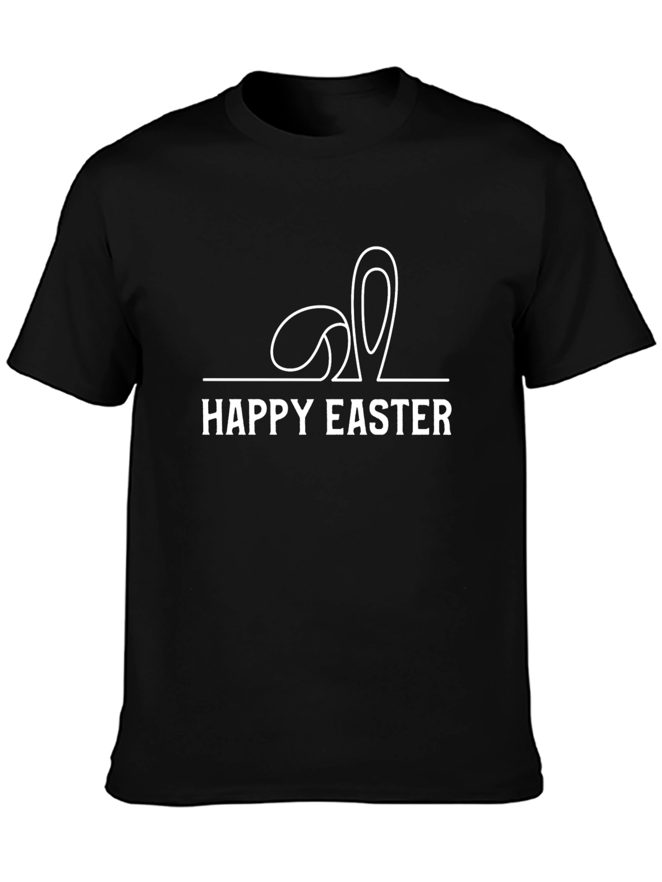 Happy Easter Bunny Ears Graphic Tee - Black
