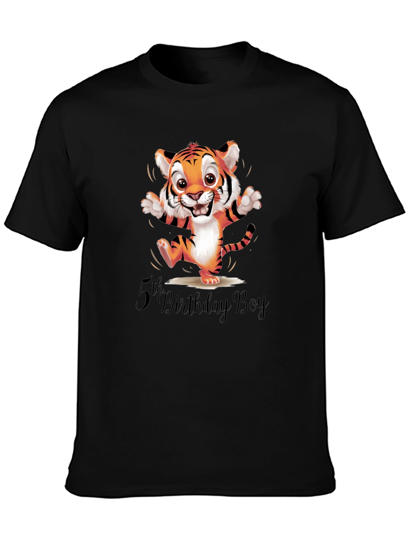 5th Birthday Boy Tiger Graphic Tee