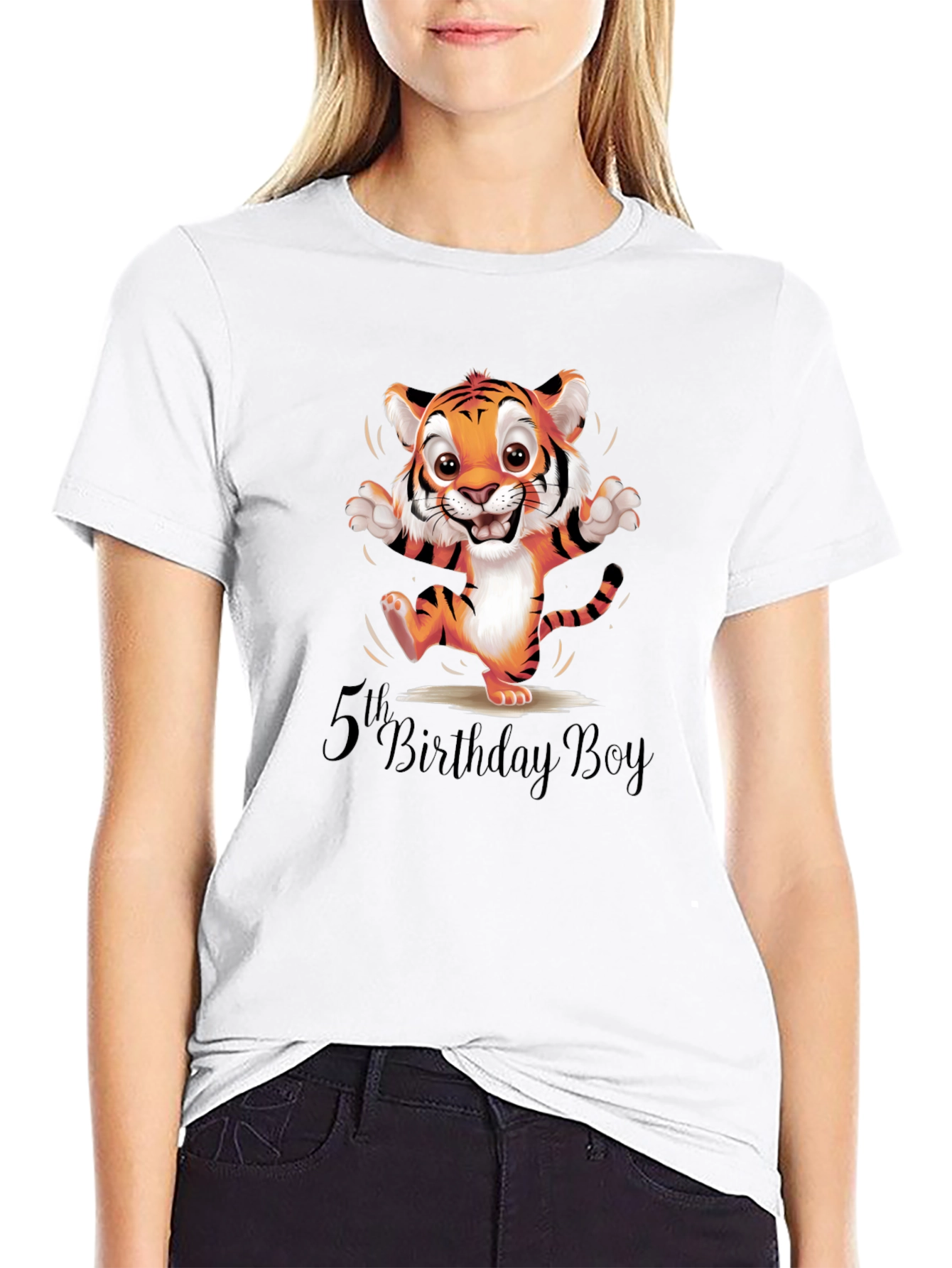 5th Birthday Boy Tiger Graphic Tee