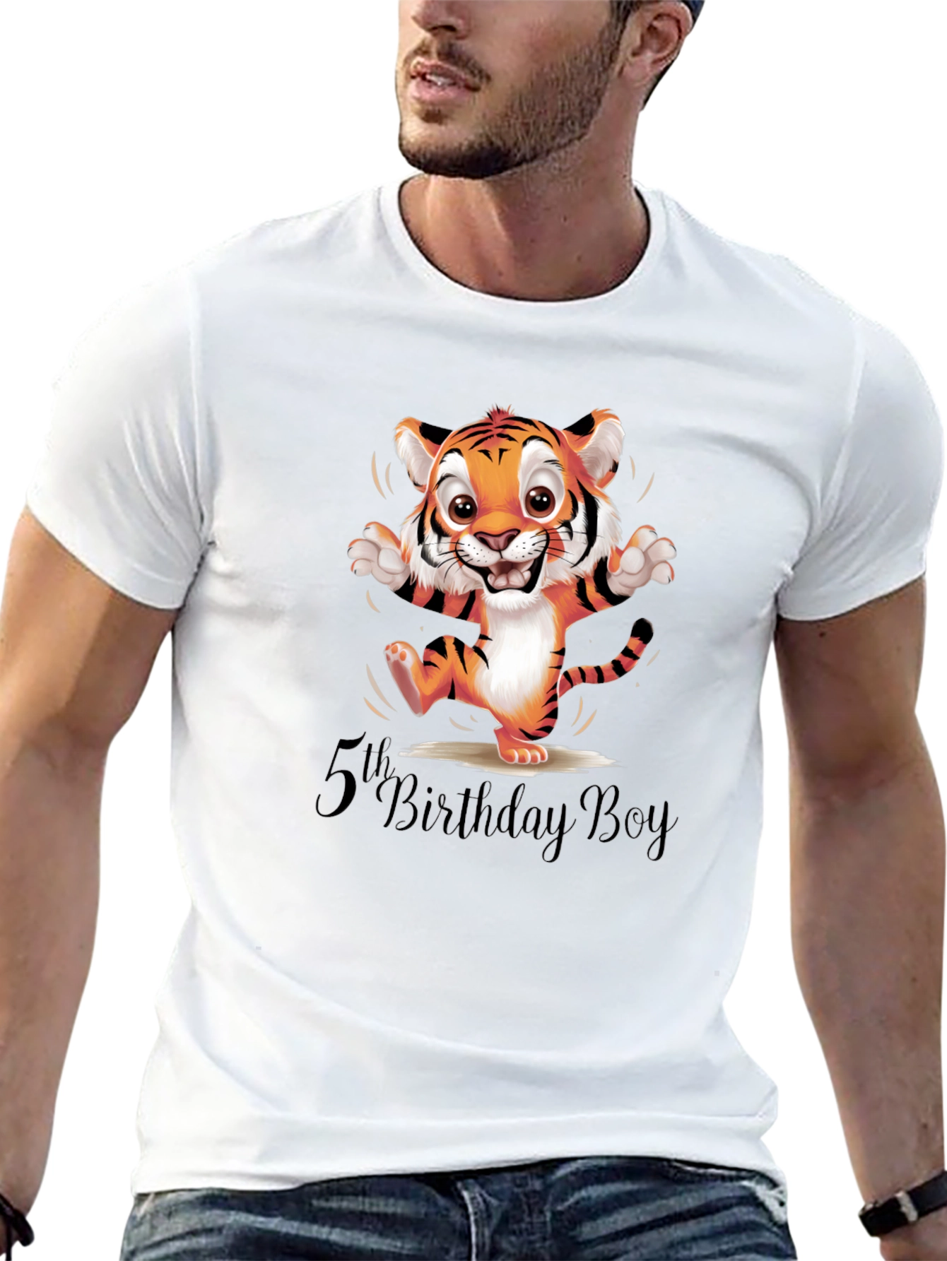 5th Birthday Boy Tiger Graphic Tee