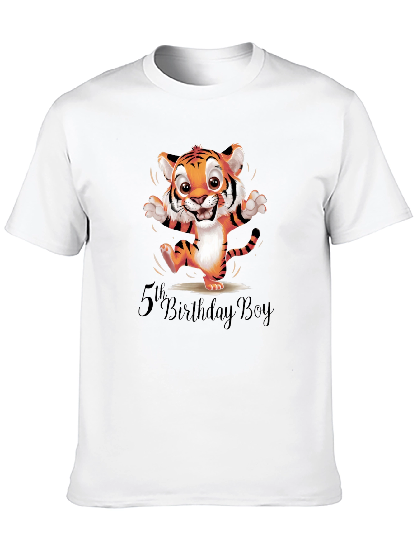 5th Birthday Boy Tiger Graphic Tee