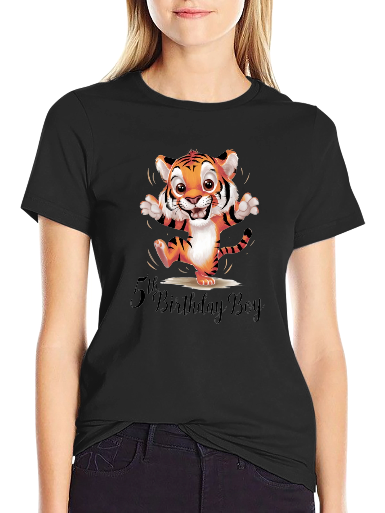 5th Birthday Boy Tiger Graphic Tee