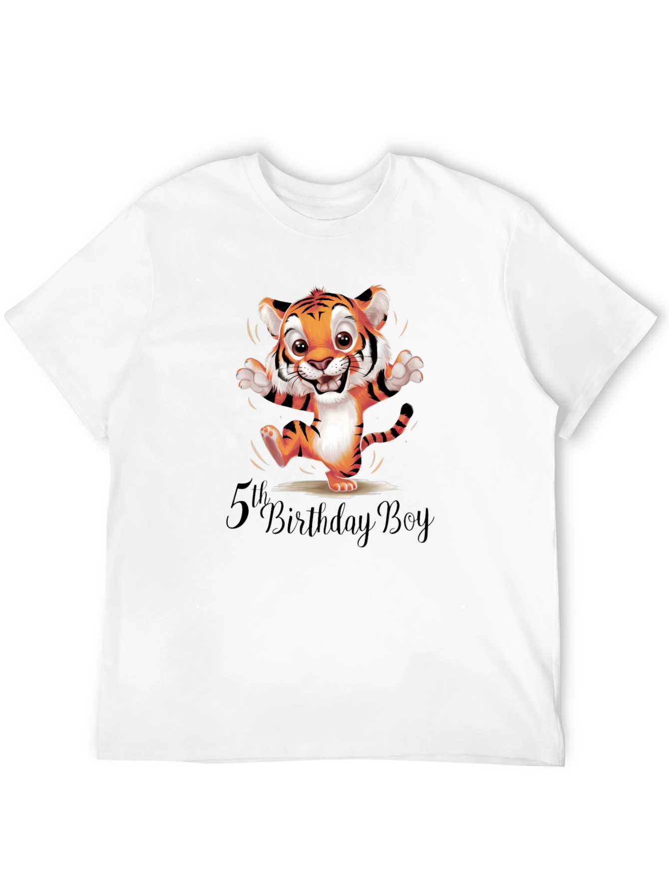 5th Birthday Boy Tiger Graphic Tee