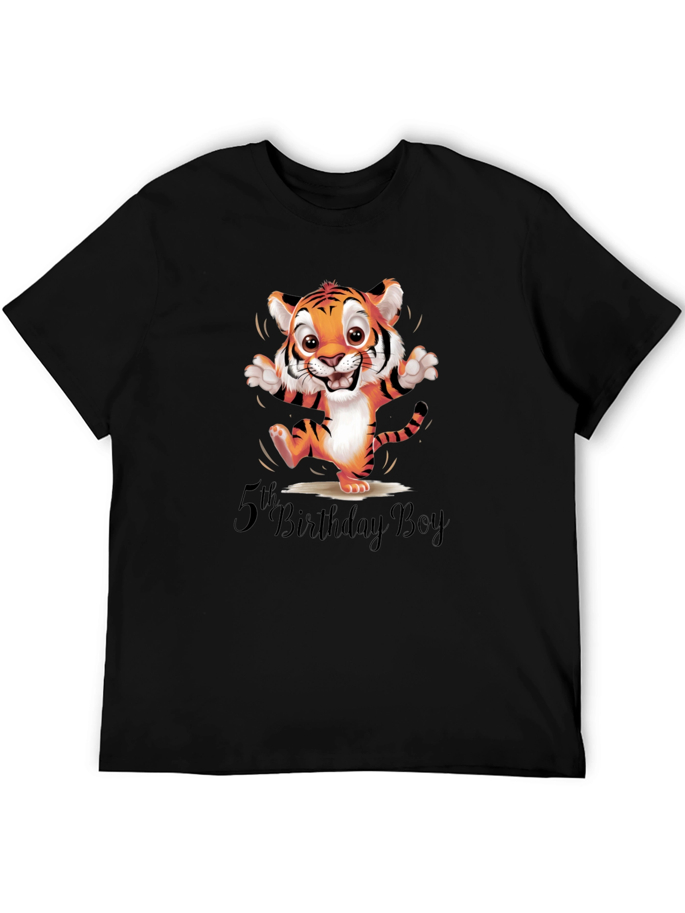 5th Birthday Boy Tiger Graphic Tee
