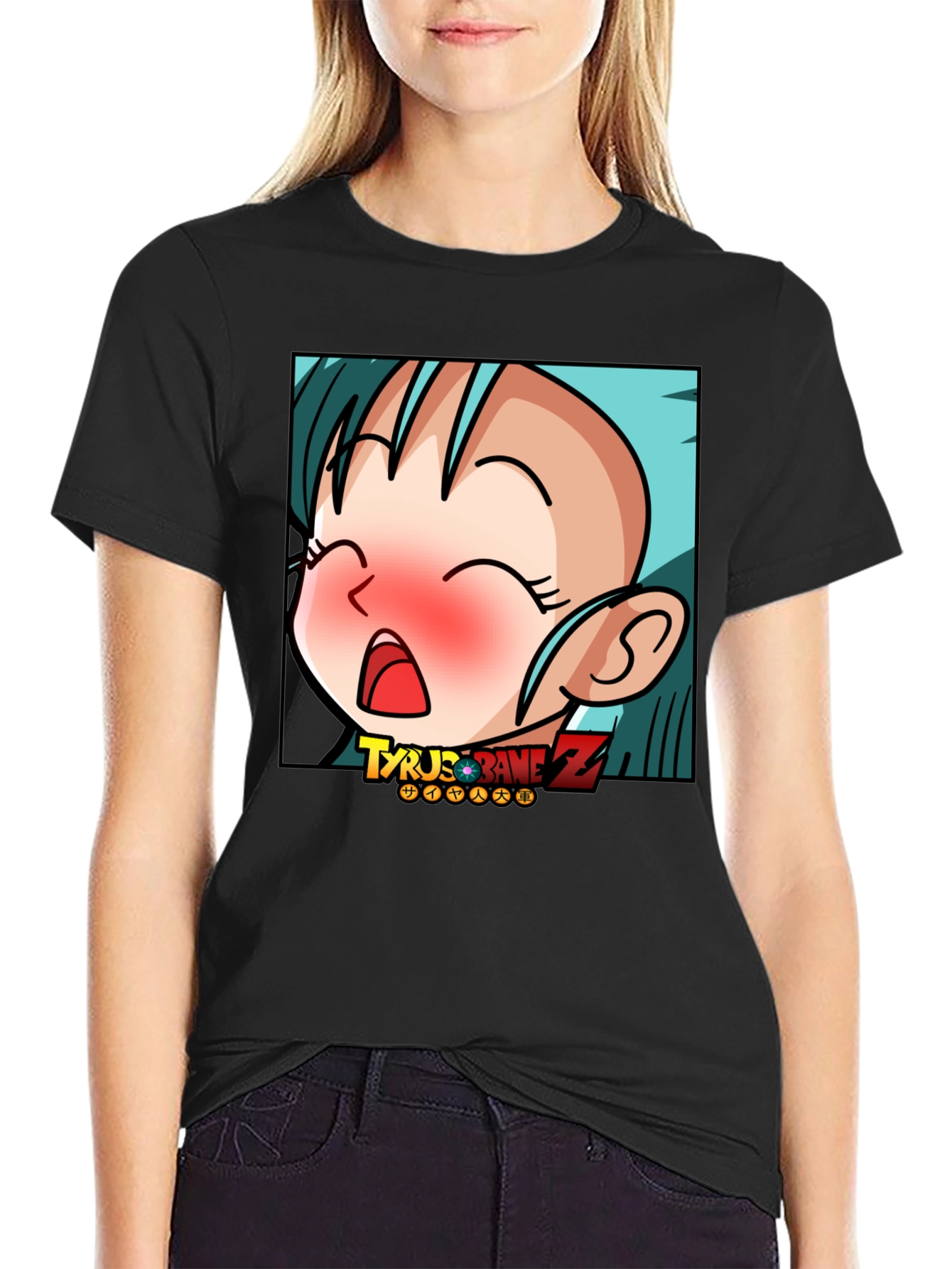 Anime Cartoon Graphic Print Black T-Shirt