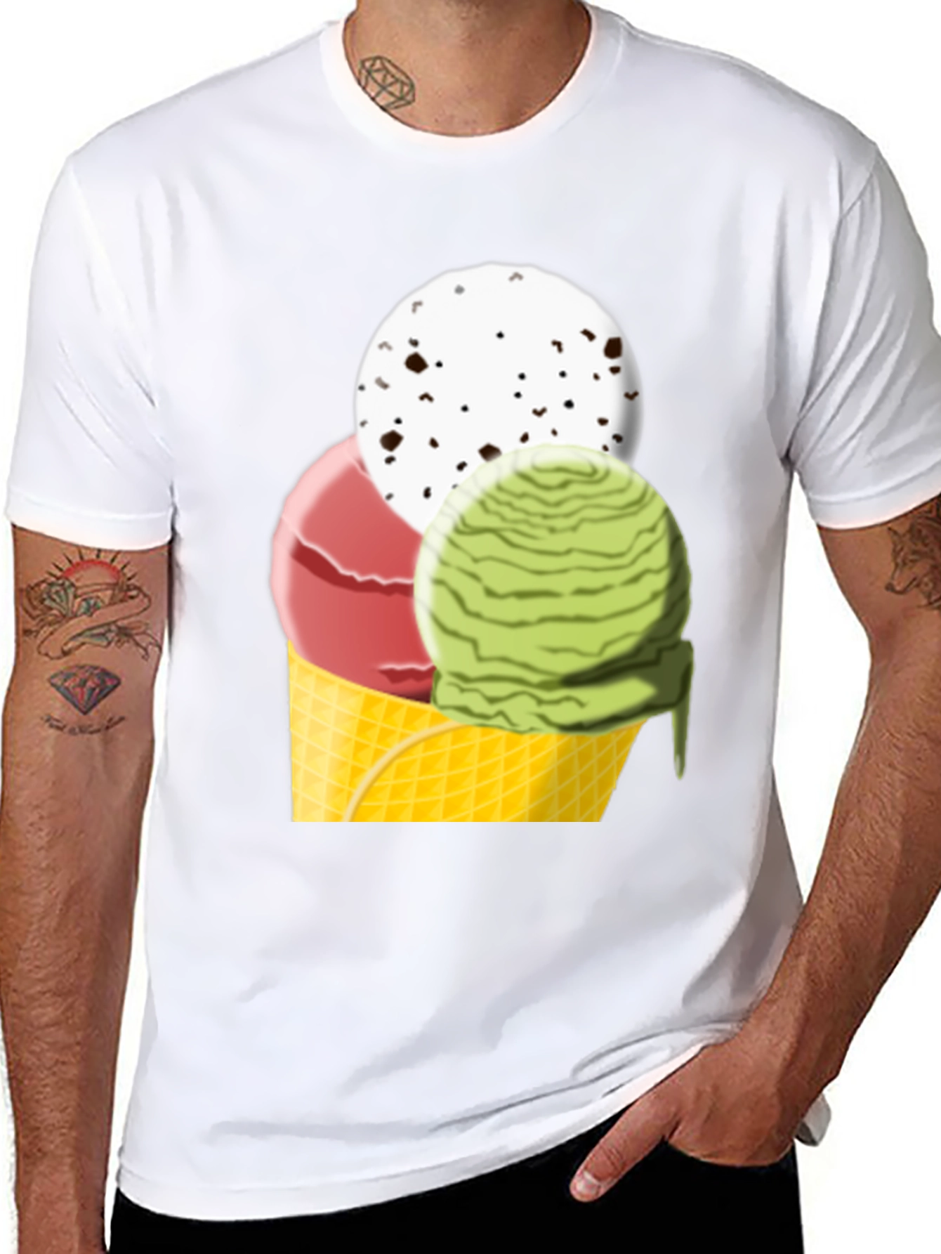 Ice Cream Cone Graphic Tee - Black