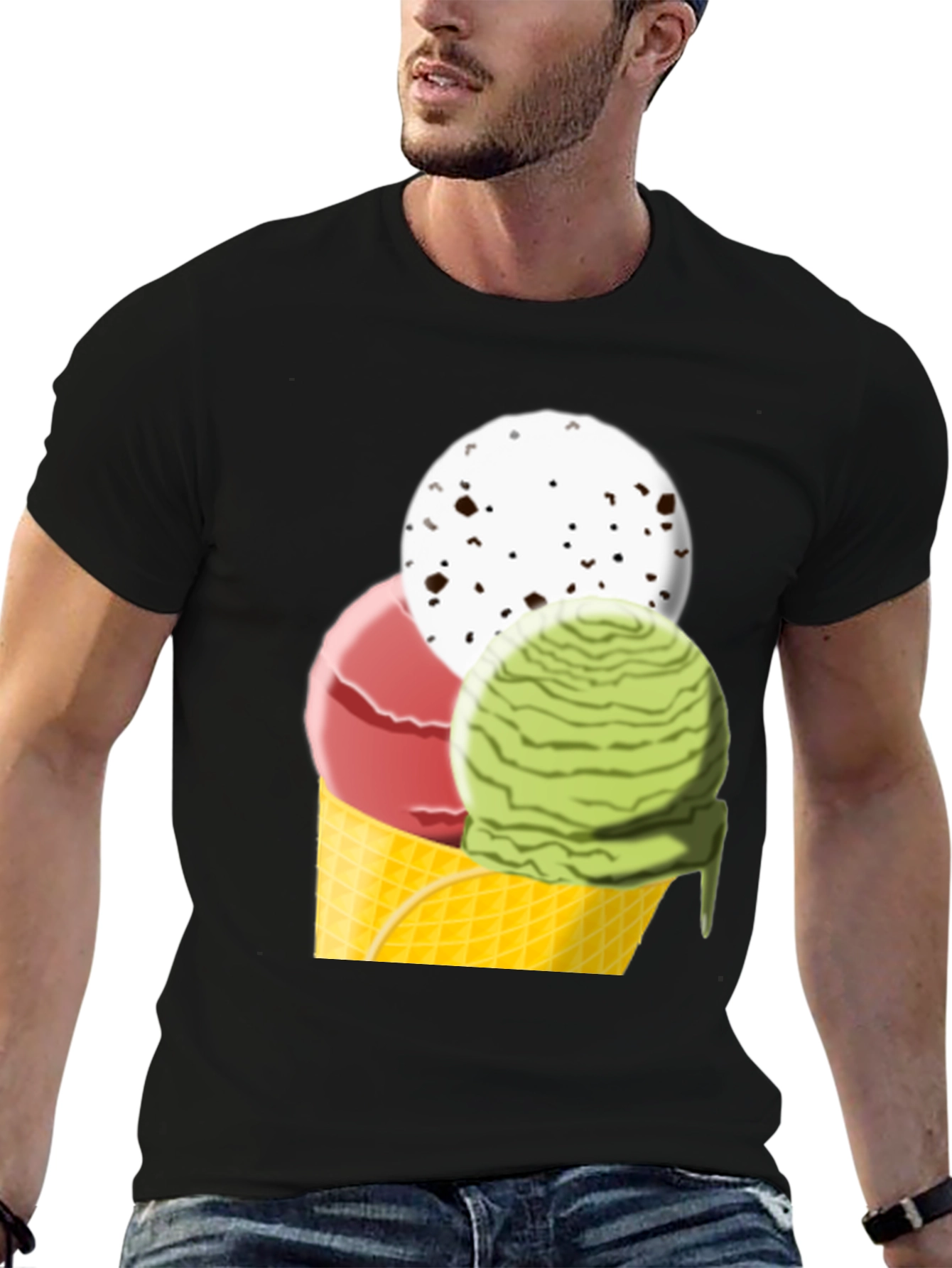 Ice Cream Cone Graphic Tee - Black