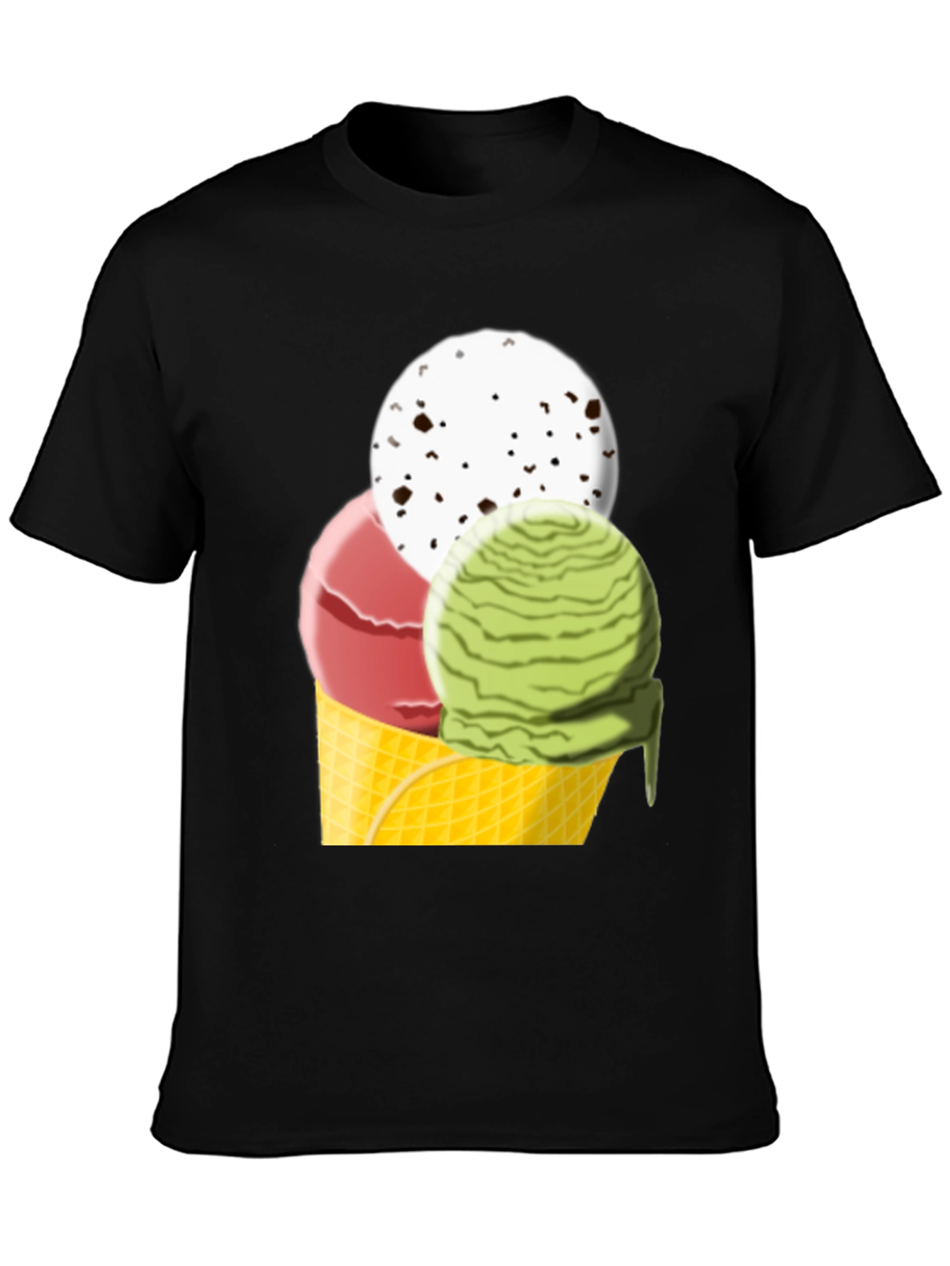 Ice Cream Cone Graphic Tee - Black