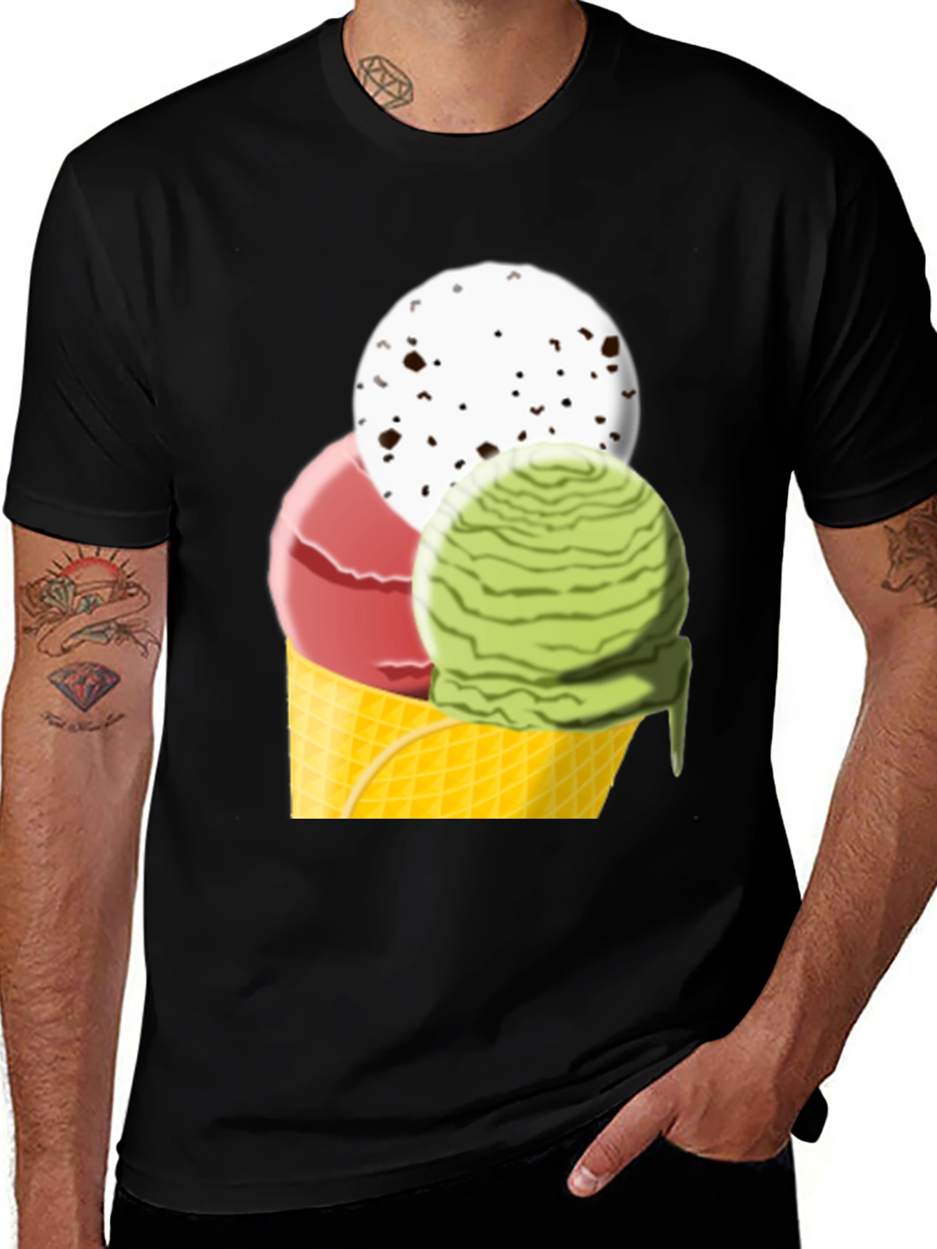 Ice Cream Cone Graphic Tee - Black