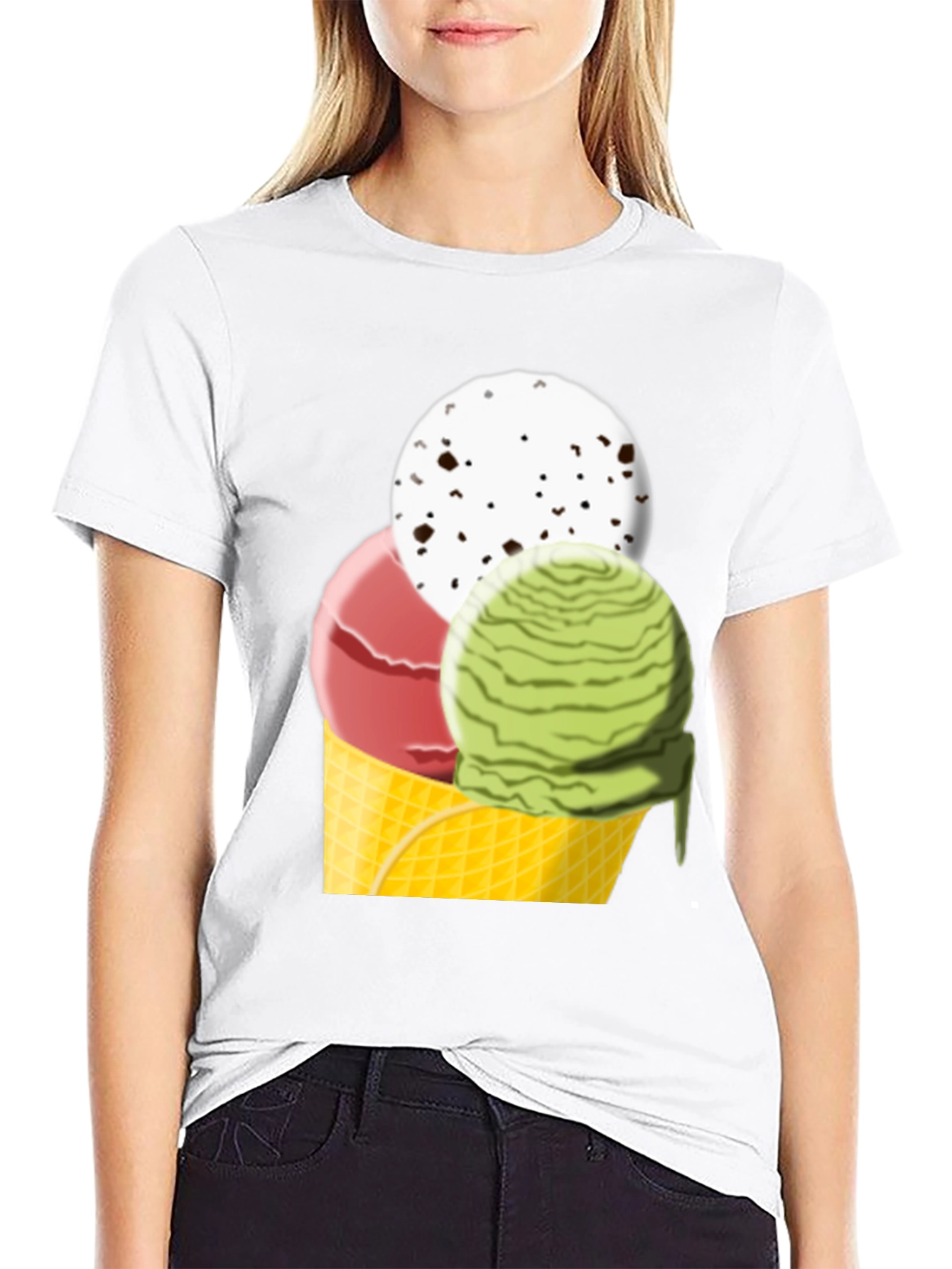 Ice Cream Cone Graphic Tee - Black