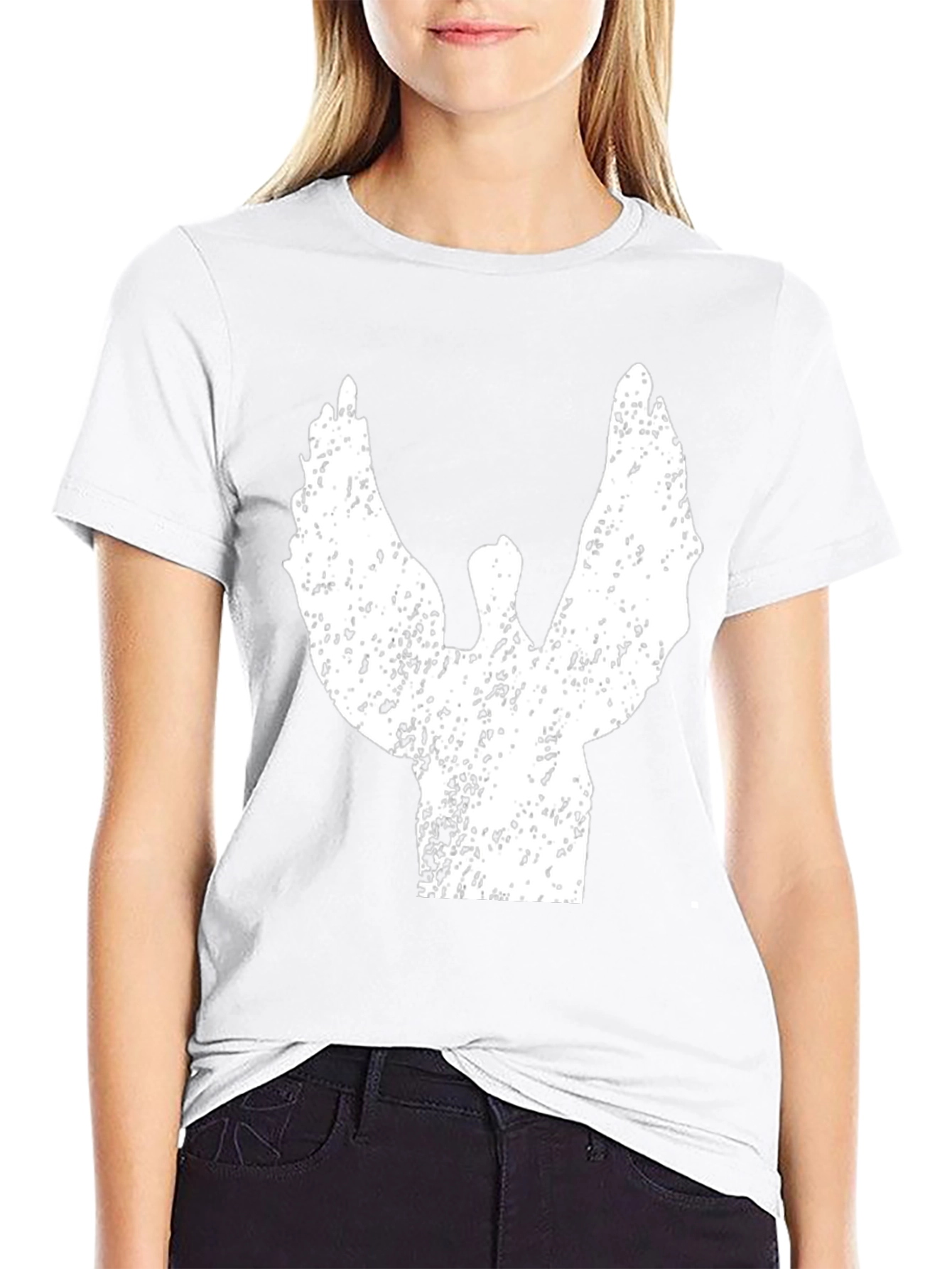 Grunge Angel Wings Graphic Tee - Black Cotton T-Shirt
