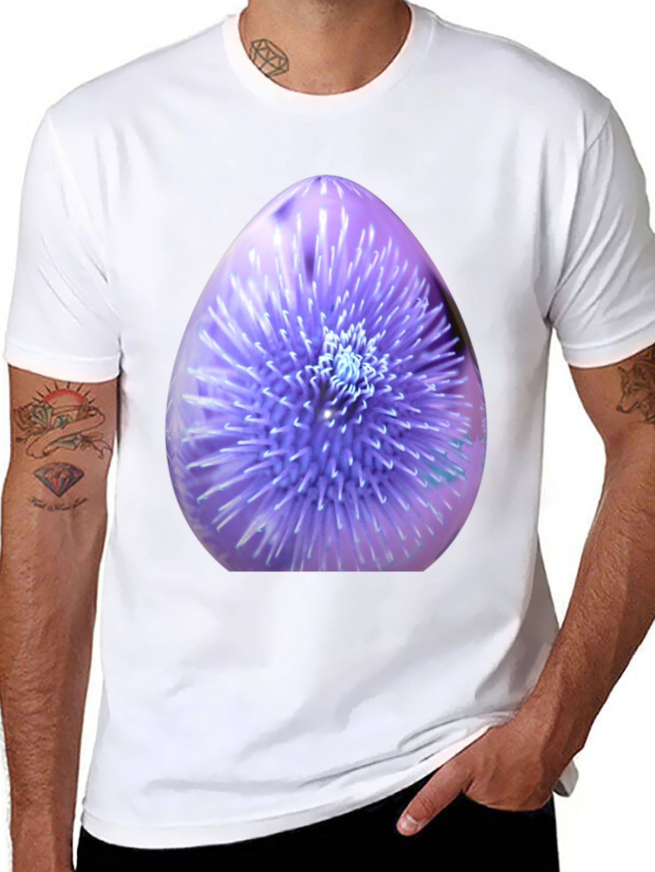 Thistle Print Black Crew Neck T-Shirt