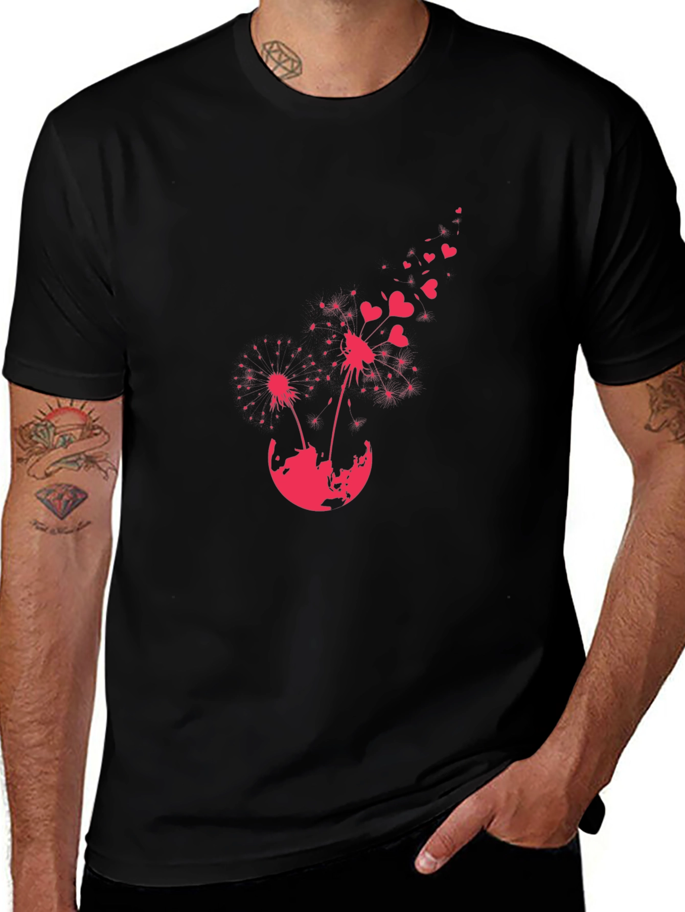 Black Dandelion Heart T-Shirt