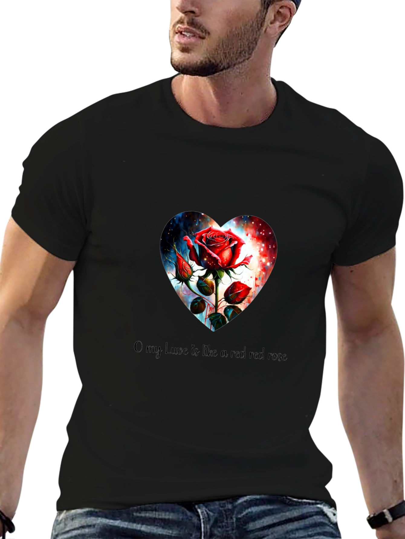 Romantic Rose Heart Graphic Tee