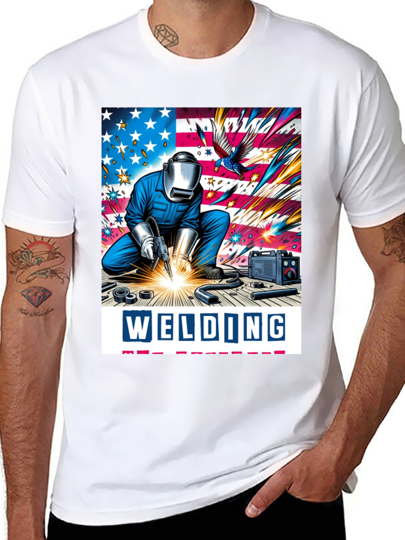 Welding American Flag Graphic Tee