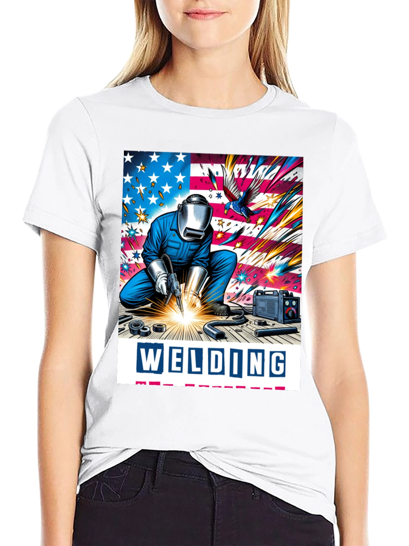Welding American Flag Graphic Tee
