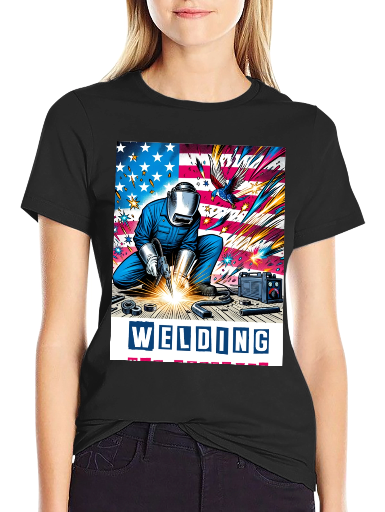 Welding American Flag Graphic Tee