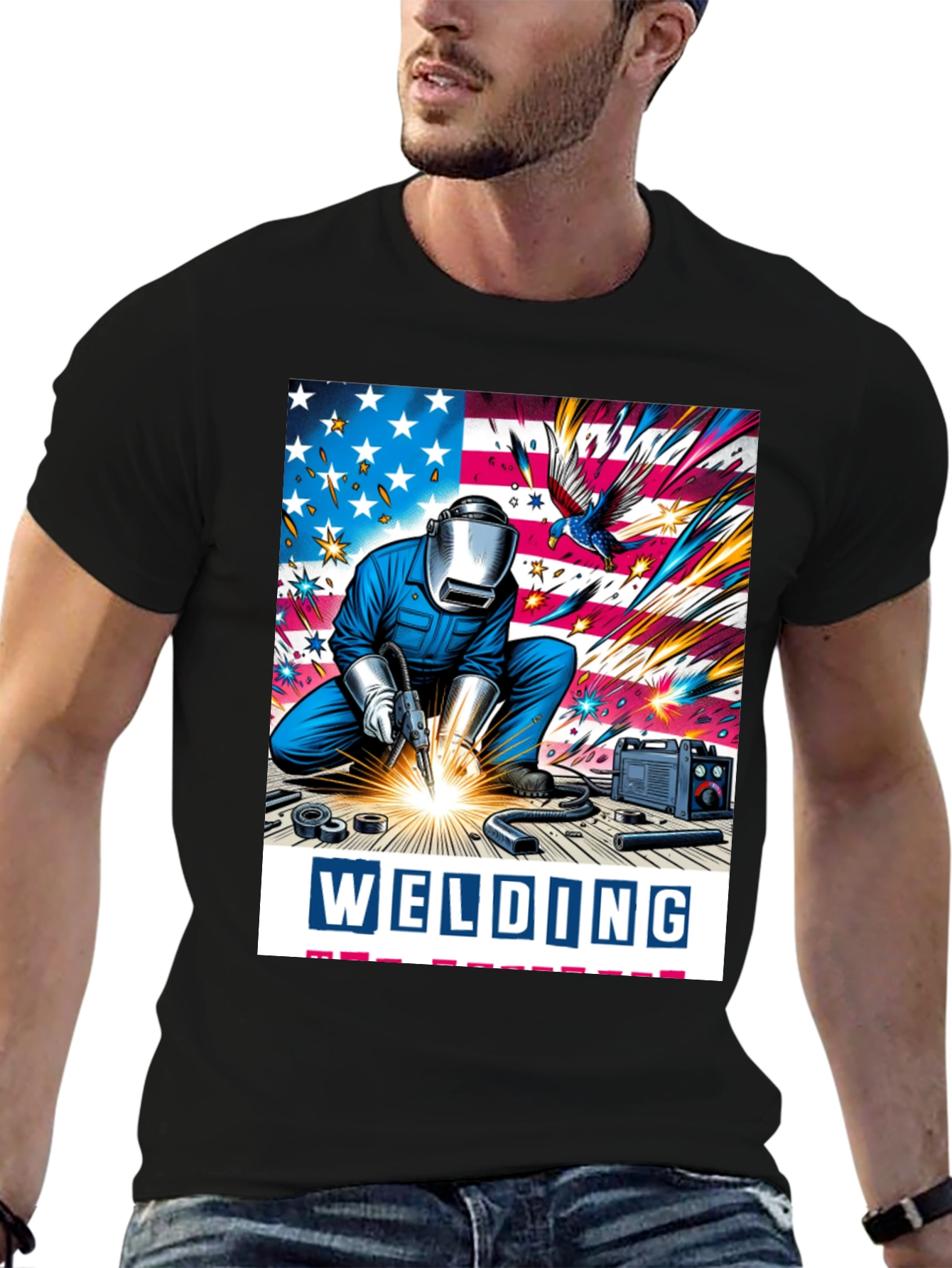 Welding American Flag Graphic Tee