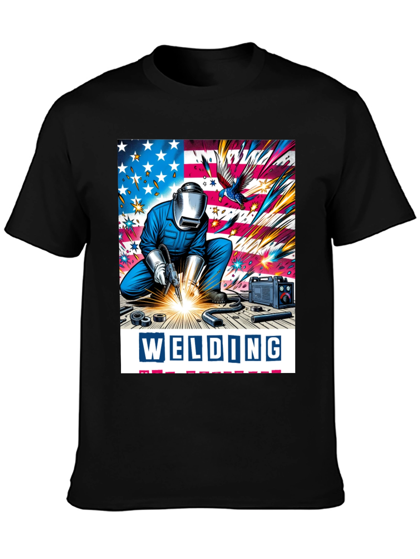 Welding American Flag Graphic Tee