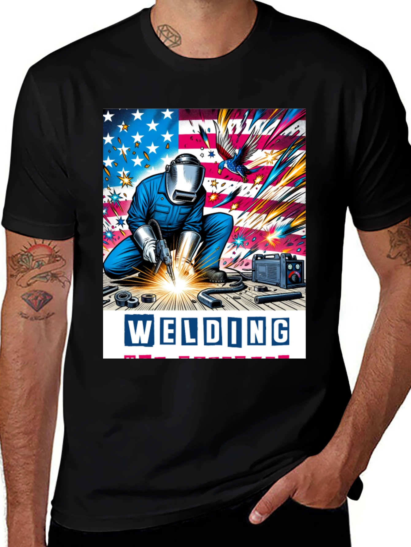 Welding American Flag Graphic Tee