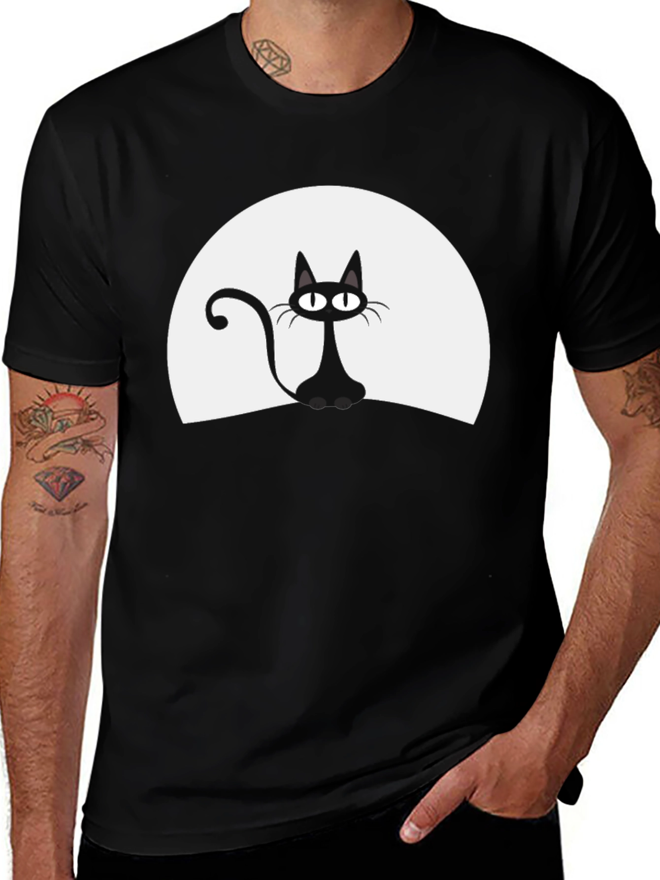 Black Cat Moon Graphic T-Shirt