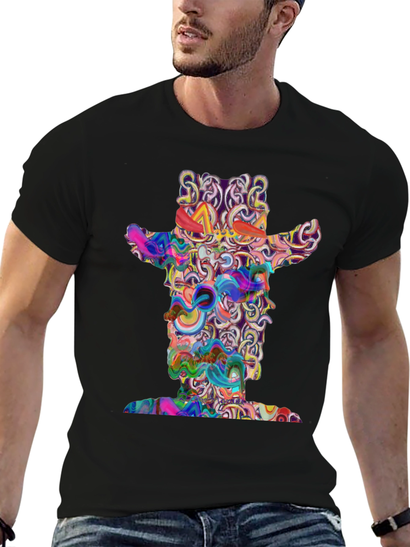 Abstract Cowboy Graphic T-Shirt