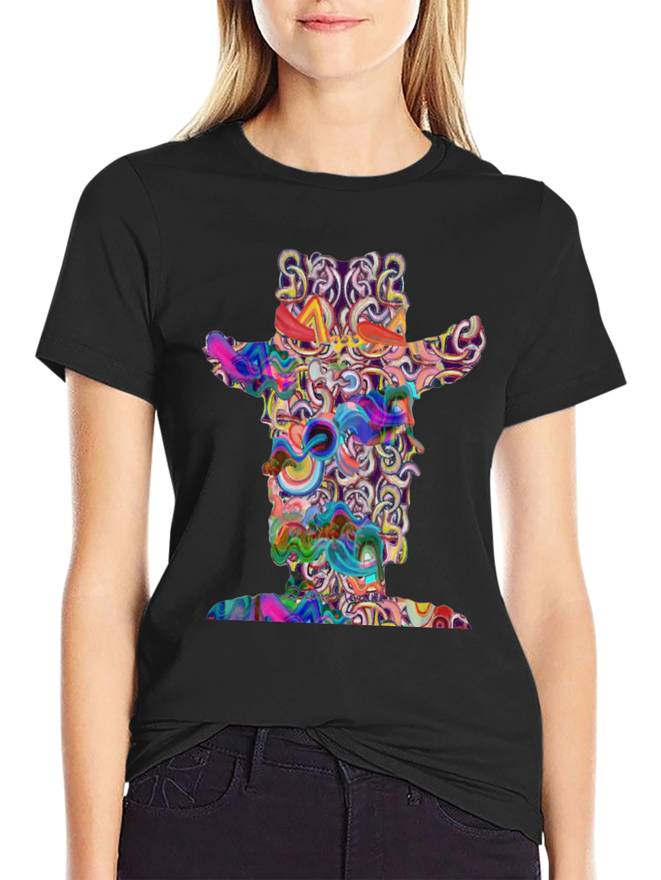 Abstract Cowboy Graphic T-Shirt