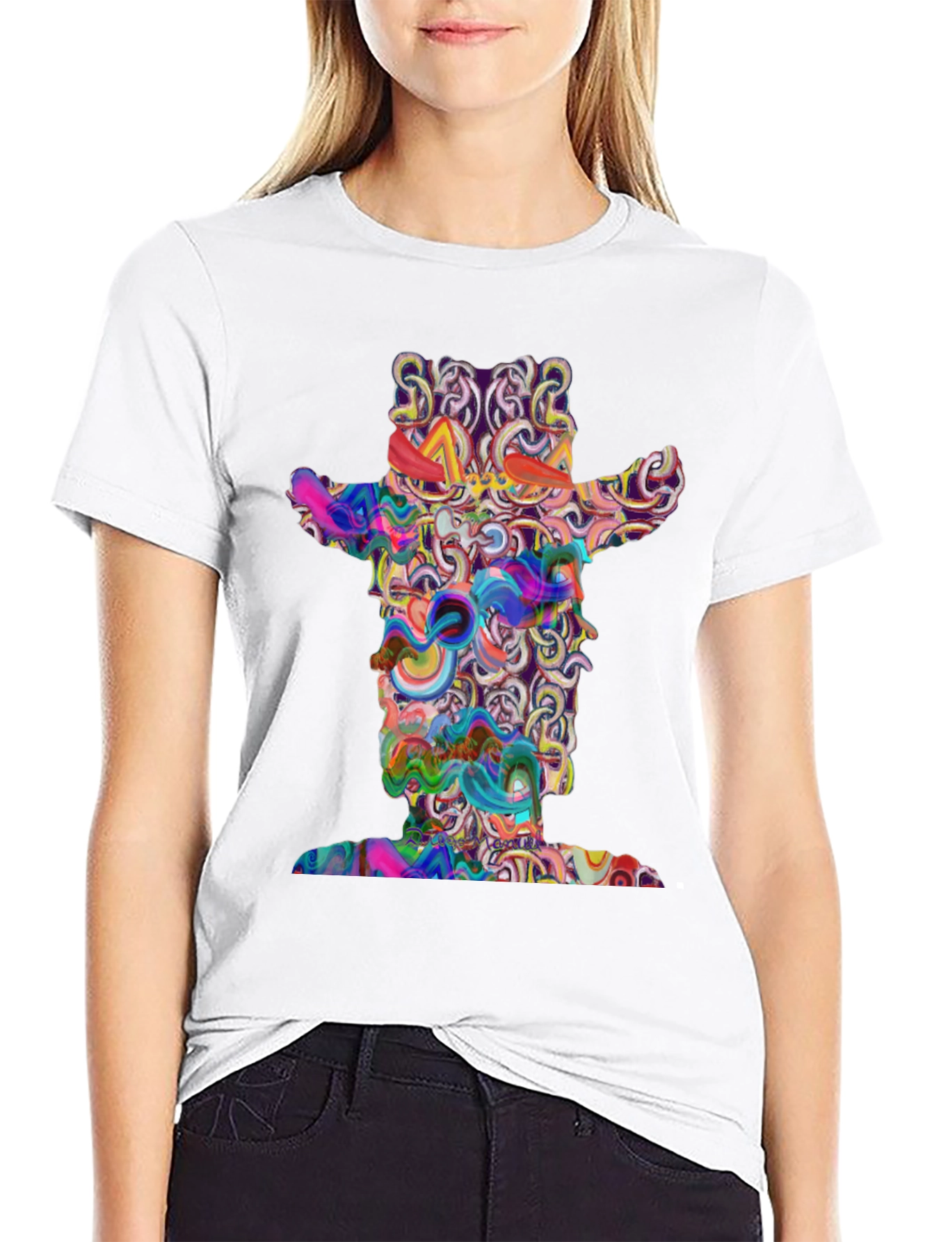 Abstract Cowboy Graphic T-Shirt