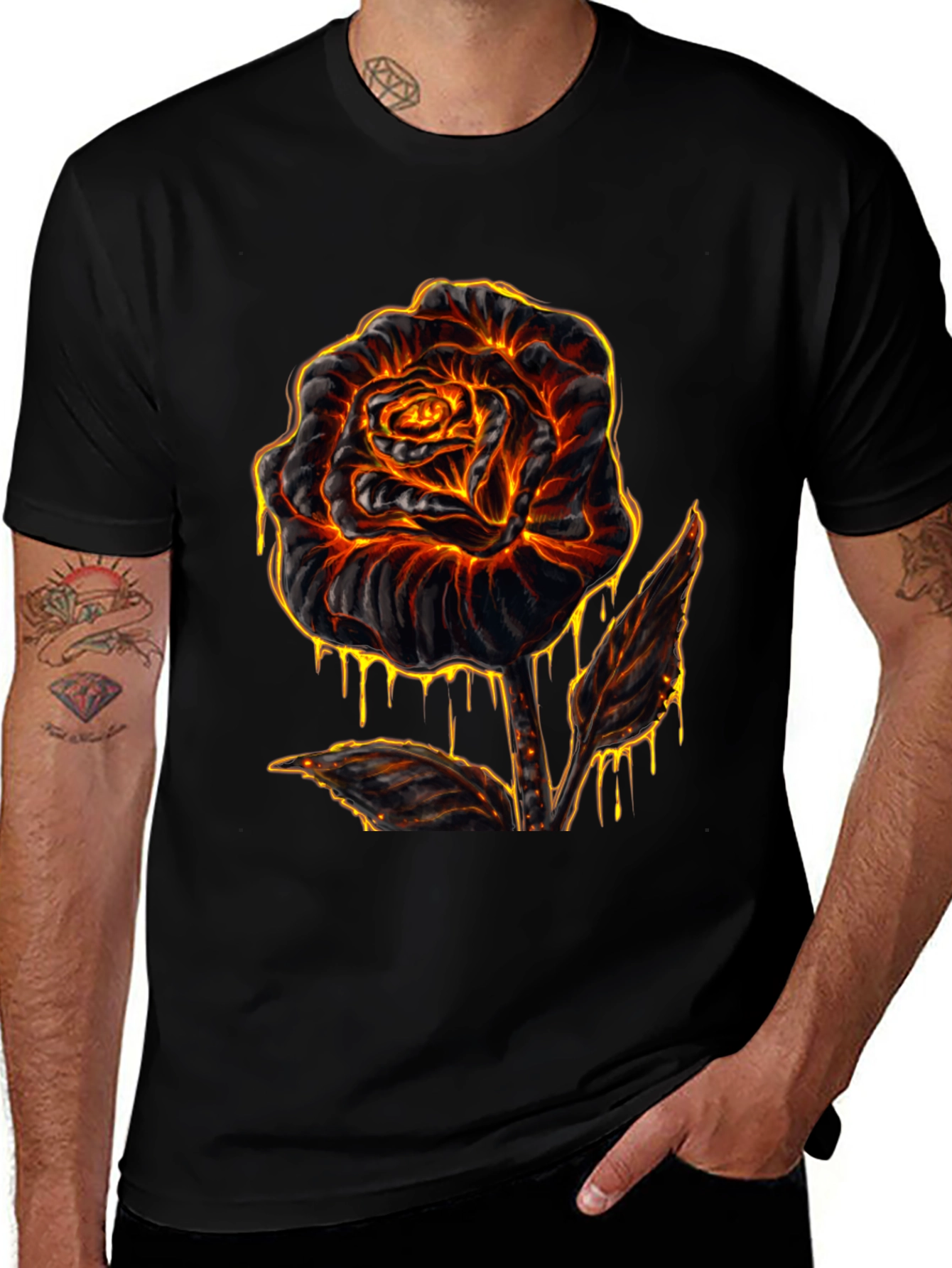 Fiery Rose Graphic T-Shirt - Lava Inspired Design