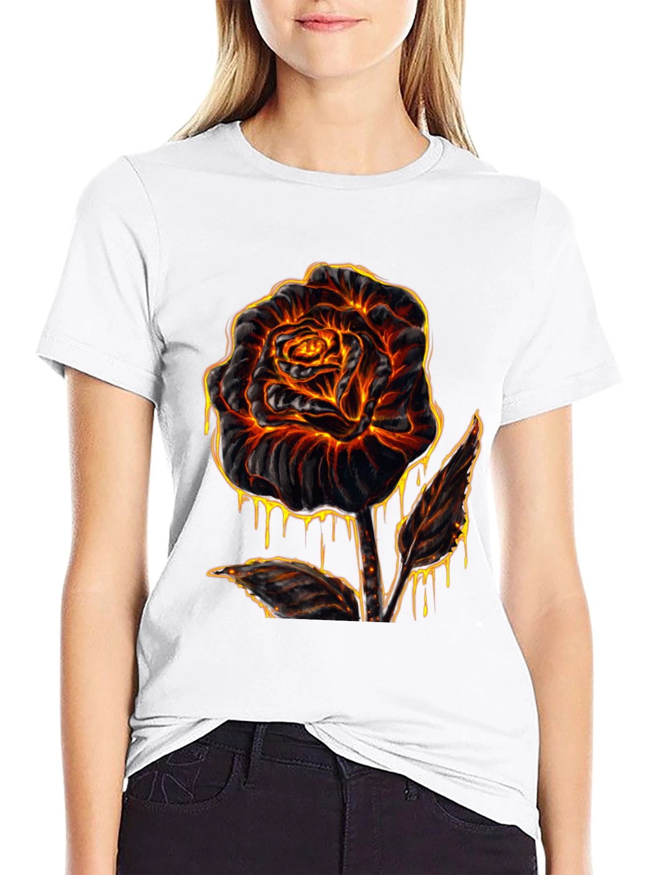 Fiery Rose Graphic T-Shirt - Lava Inspired Design