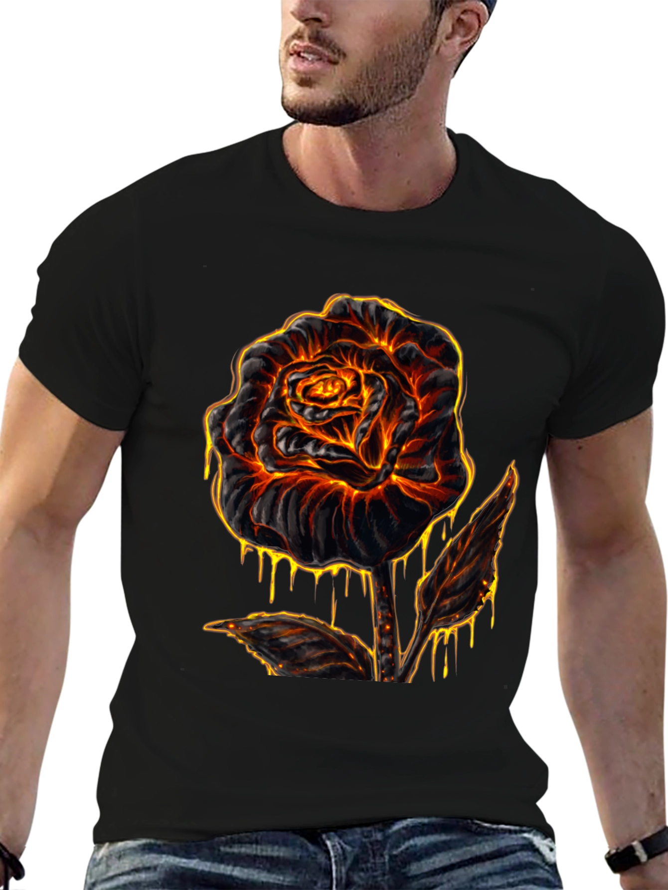 Fiery Rose Graphic T-Shirt - Lava Inspired Design