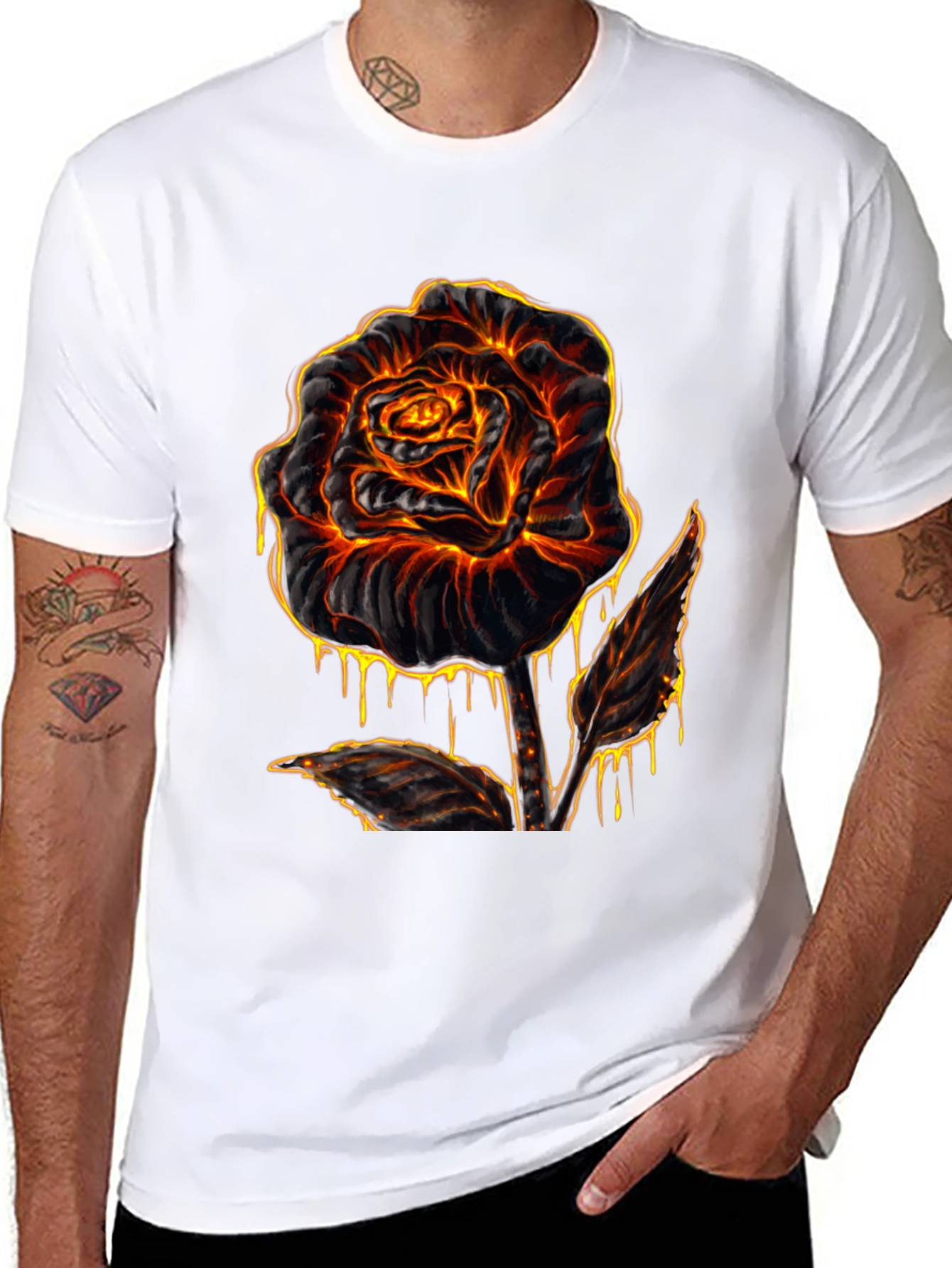 Fiery Rose Graphic T-Shirt - Lava Inspired Design