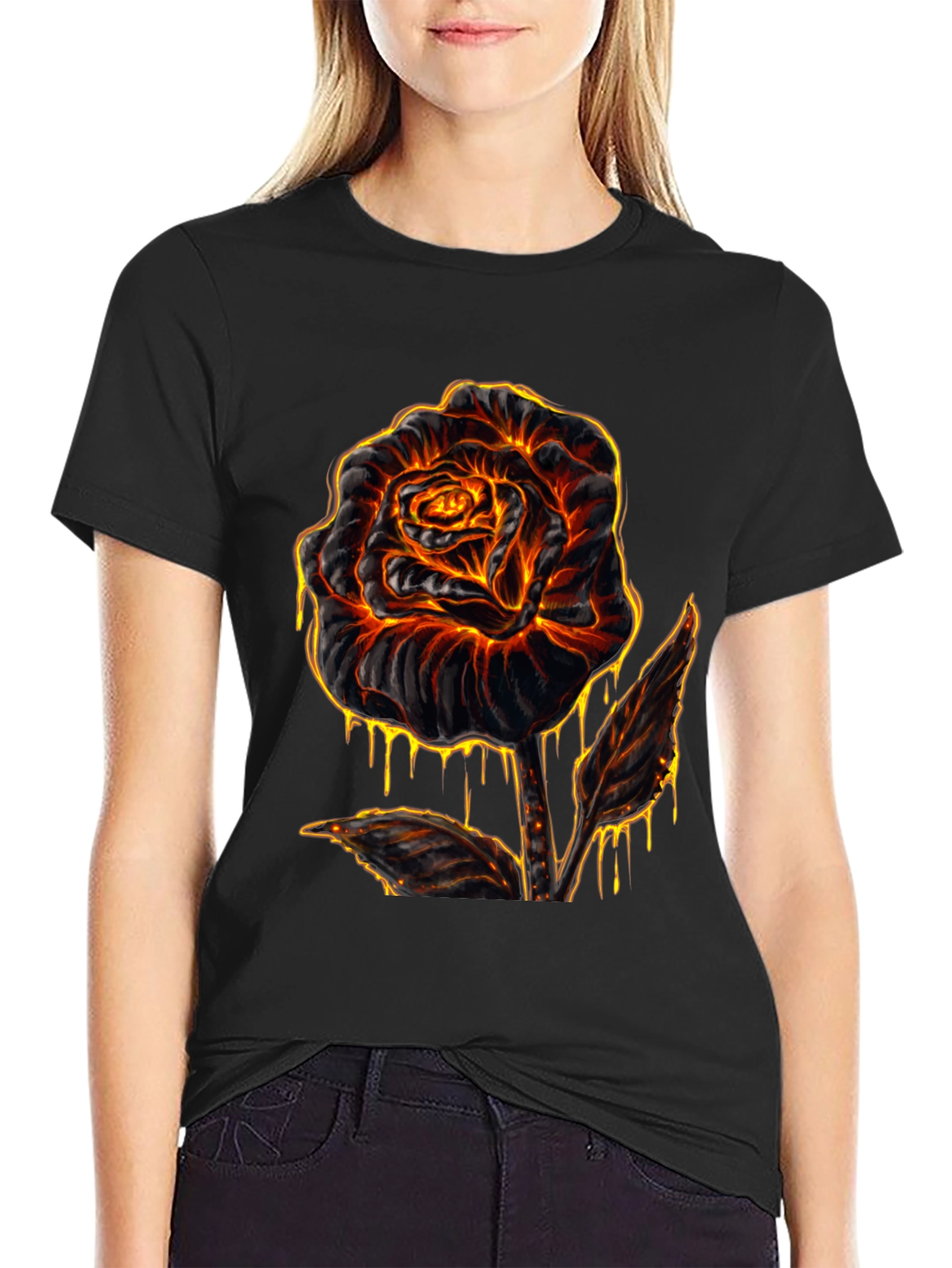 Fiery Rose Graphic T-Shirt - Lava Inspired Design