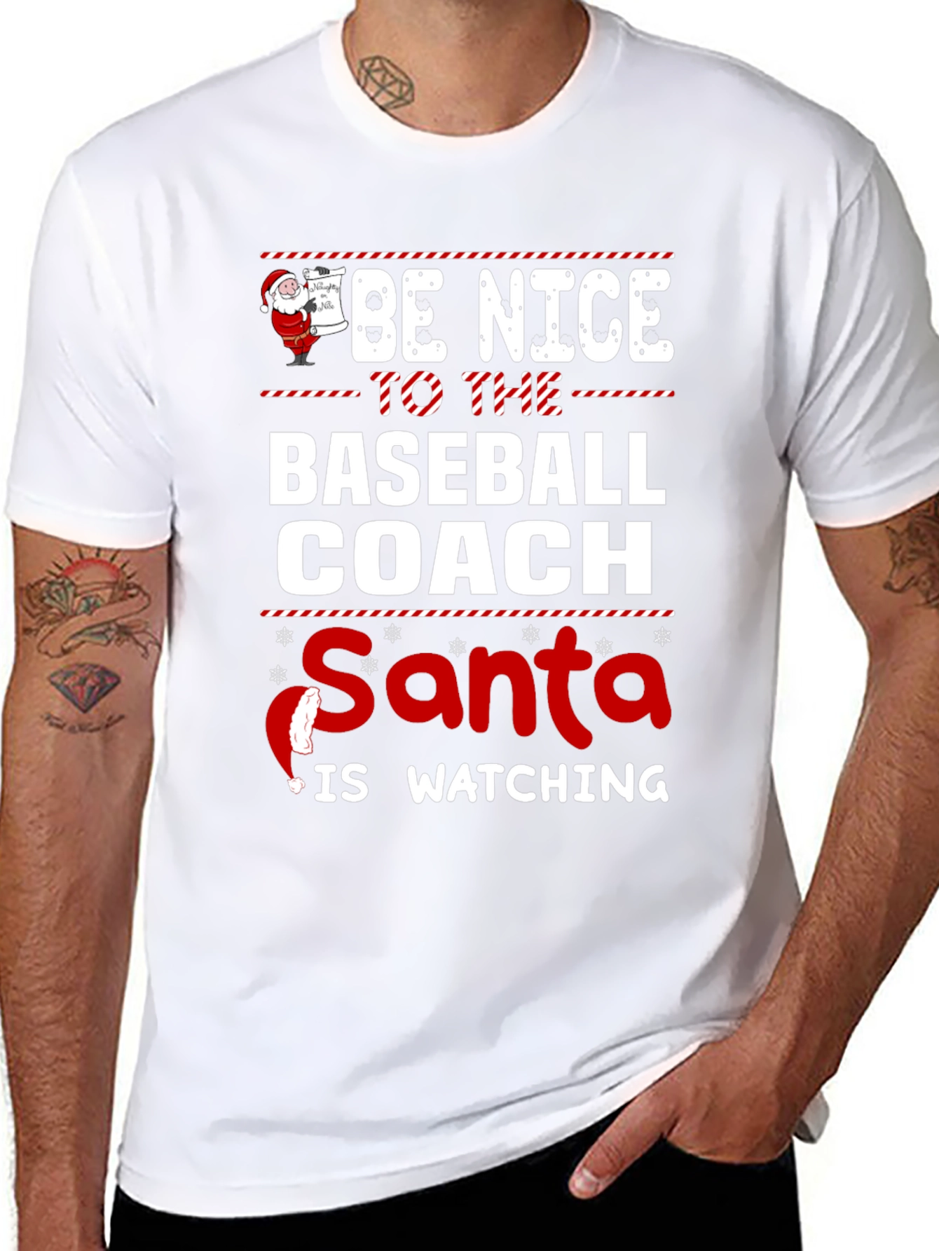 Be Nice to the Baseball Coach - Santa T-Shirt