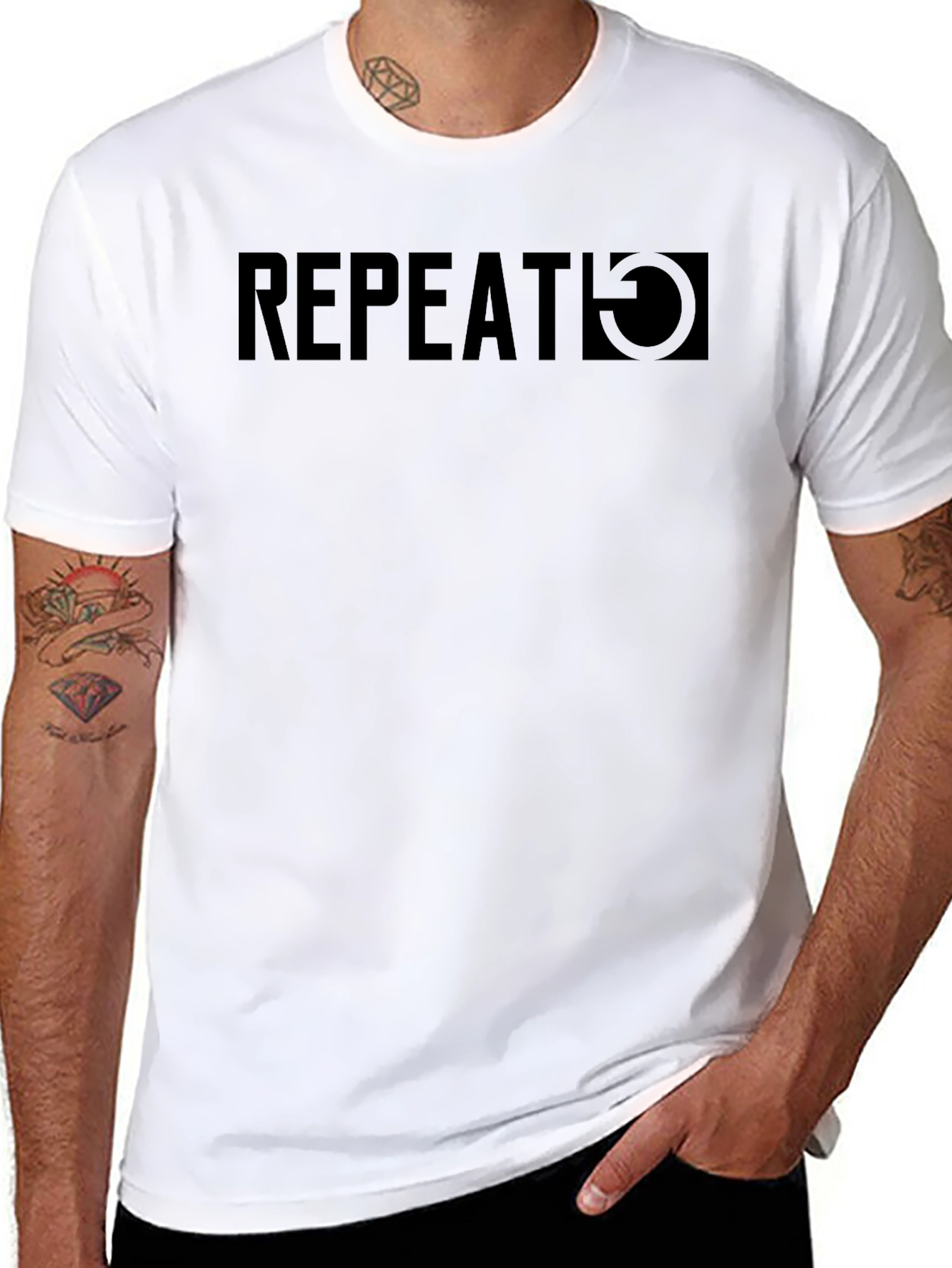 Repeat Graphic Print T-Shirt - Black