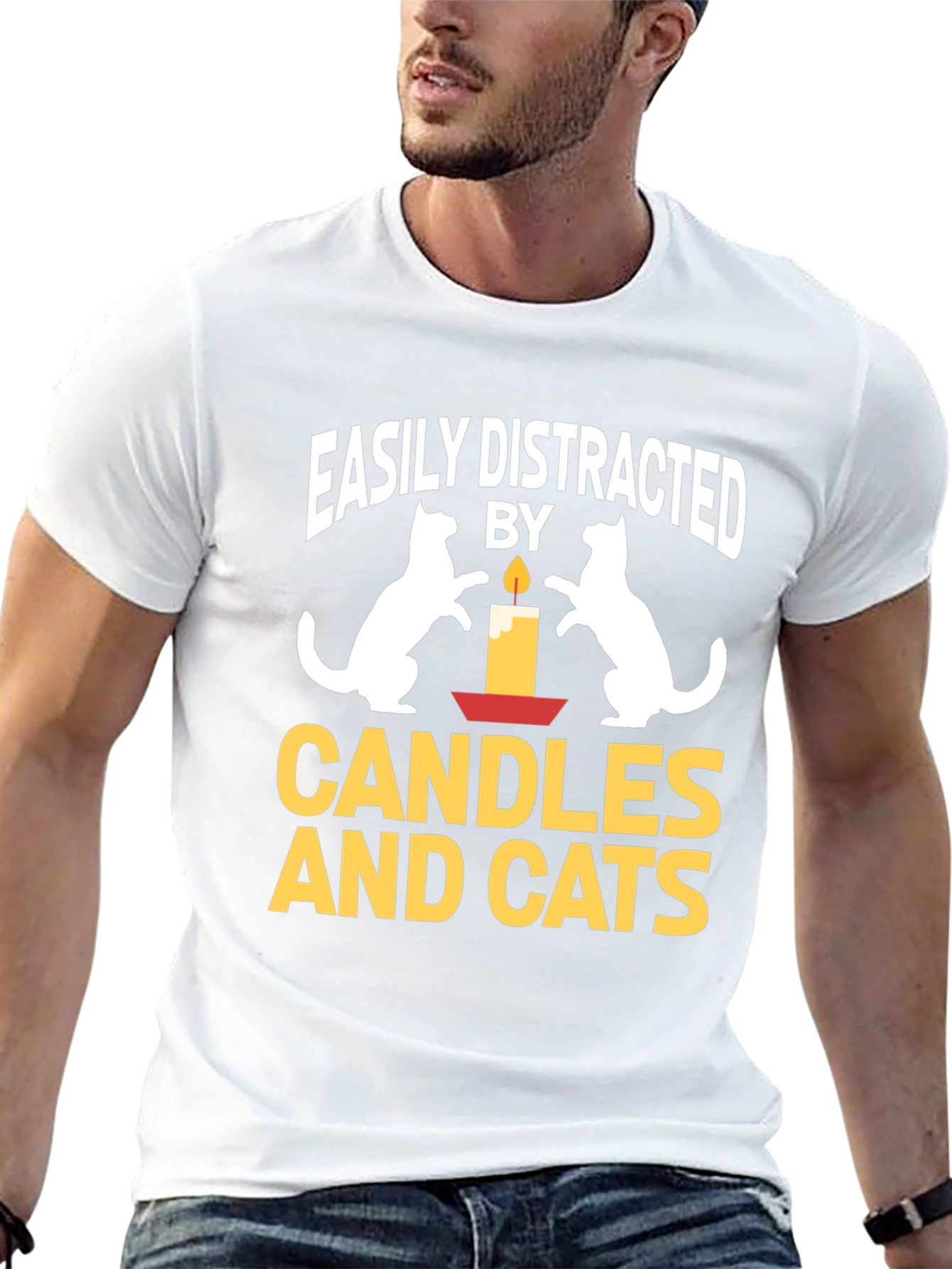 Easily Distracted By Candles And Cats T-Shirt