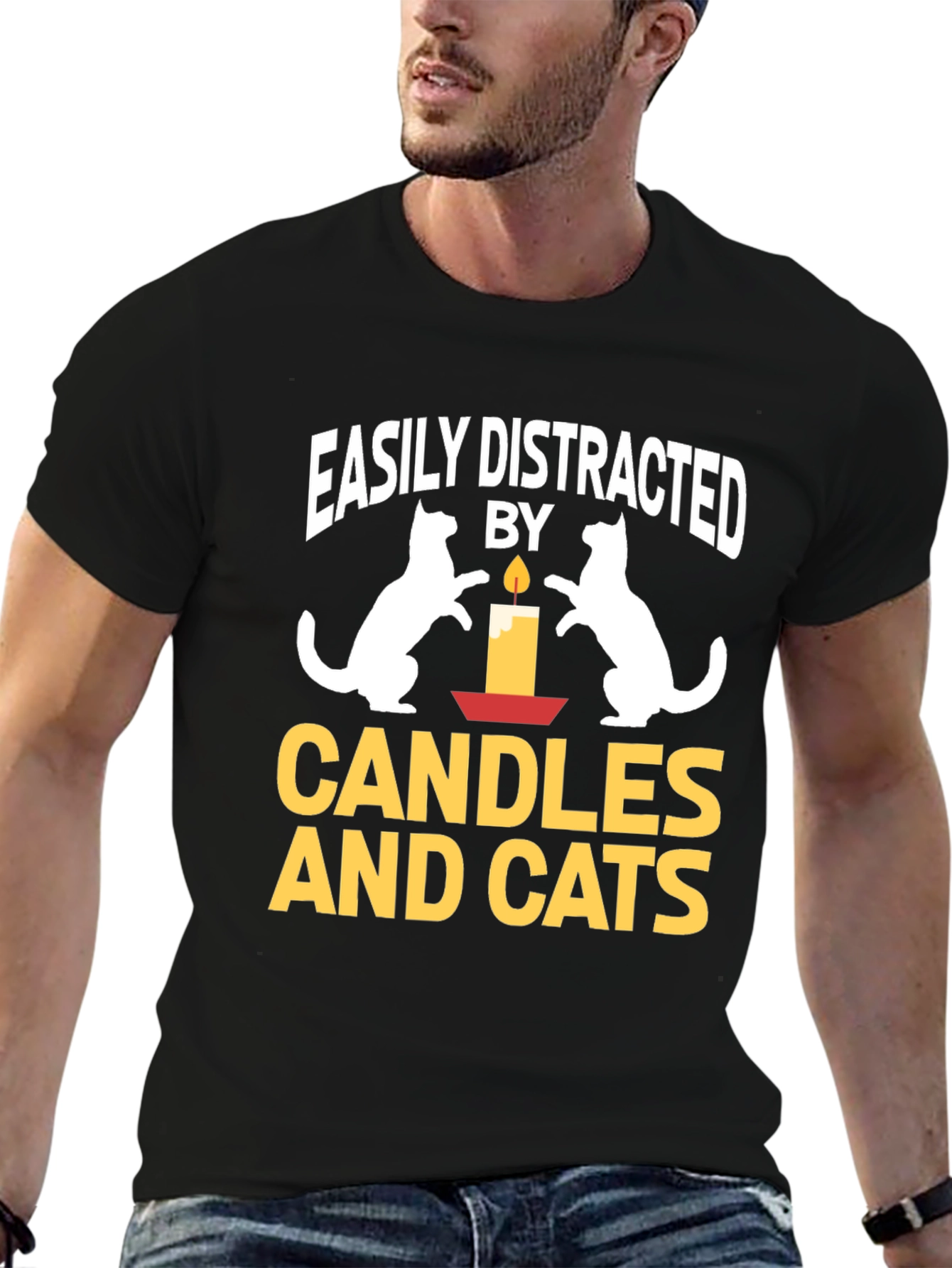 Easily Distracted By Candles And Cats T-Shirt