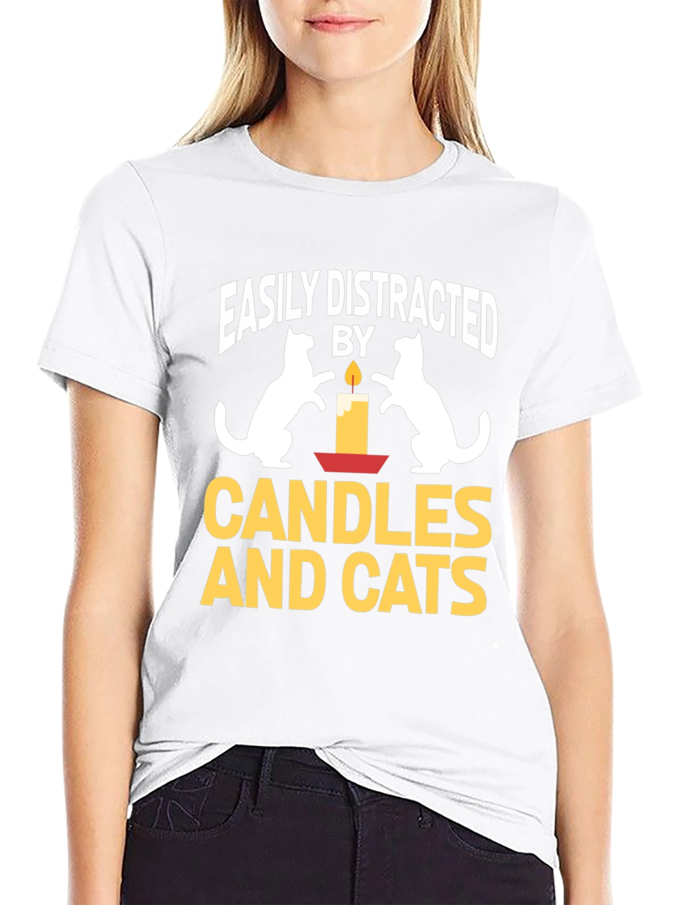 Easily Distracted By Candles And Cats T-Shirt