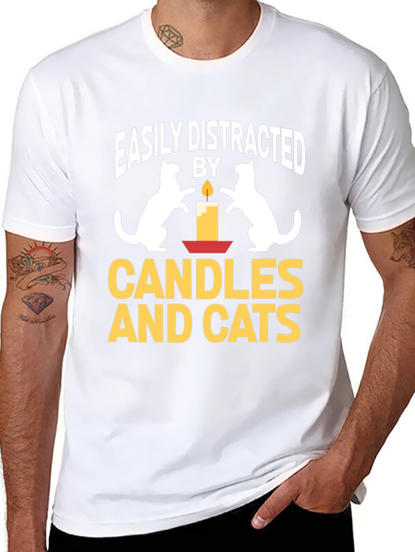 Easily Distracted By Candles And Cats T-Shirt