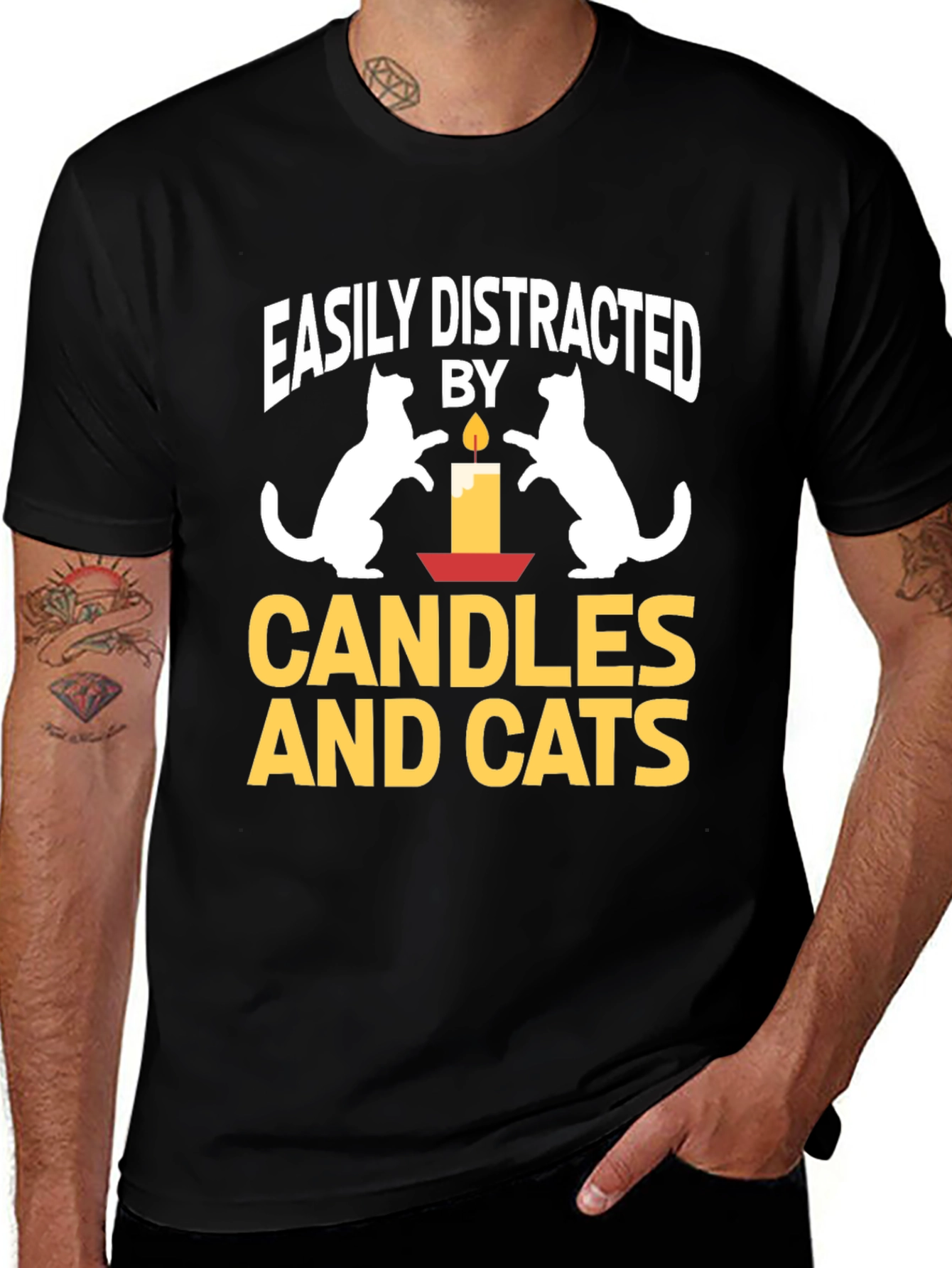 Easily Distracted By Candles And Cats T-Shirt