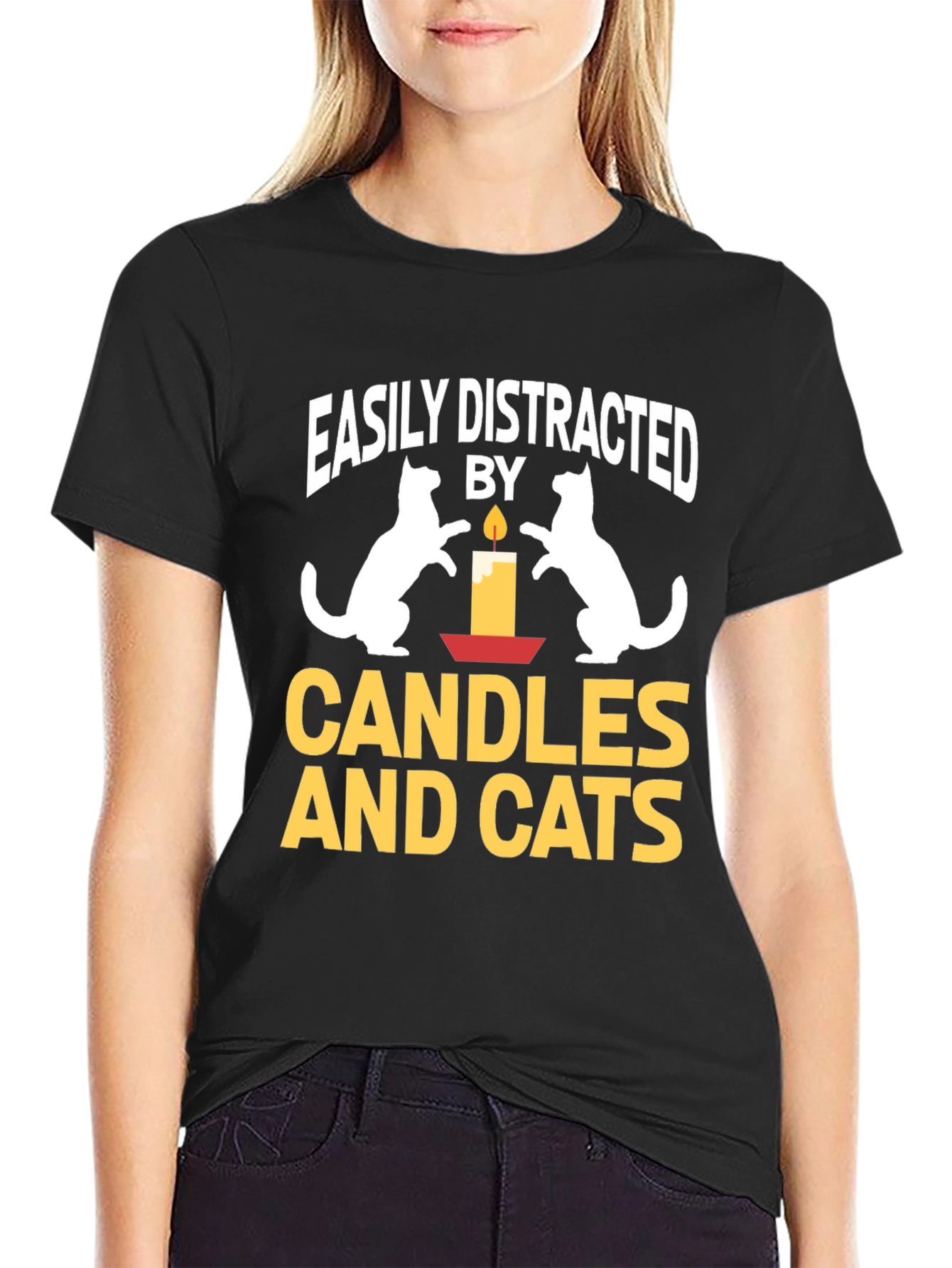 Easily Distracted By Candles And Cats T-Shirt