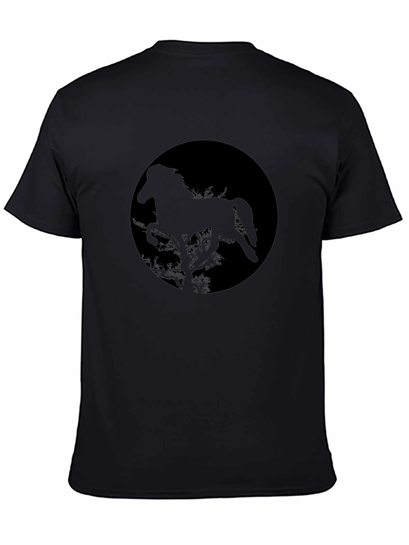 Horse Silhouette Graphic Black T-Shirt
