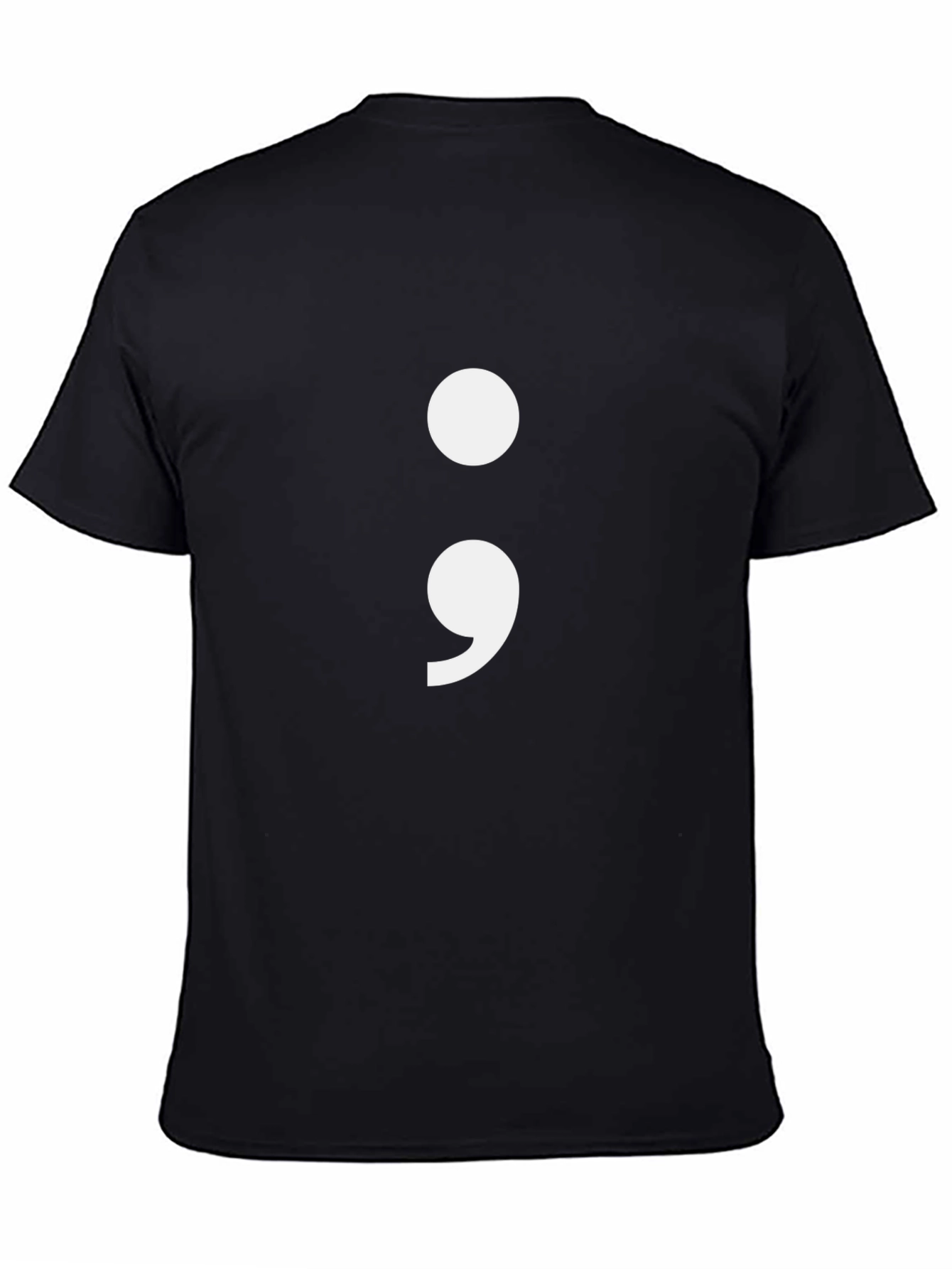 Semicolon Graphic Tee - Black Cotton Blend T-Shirt