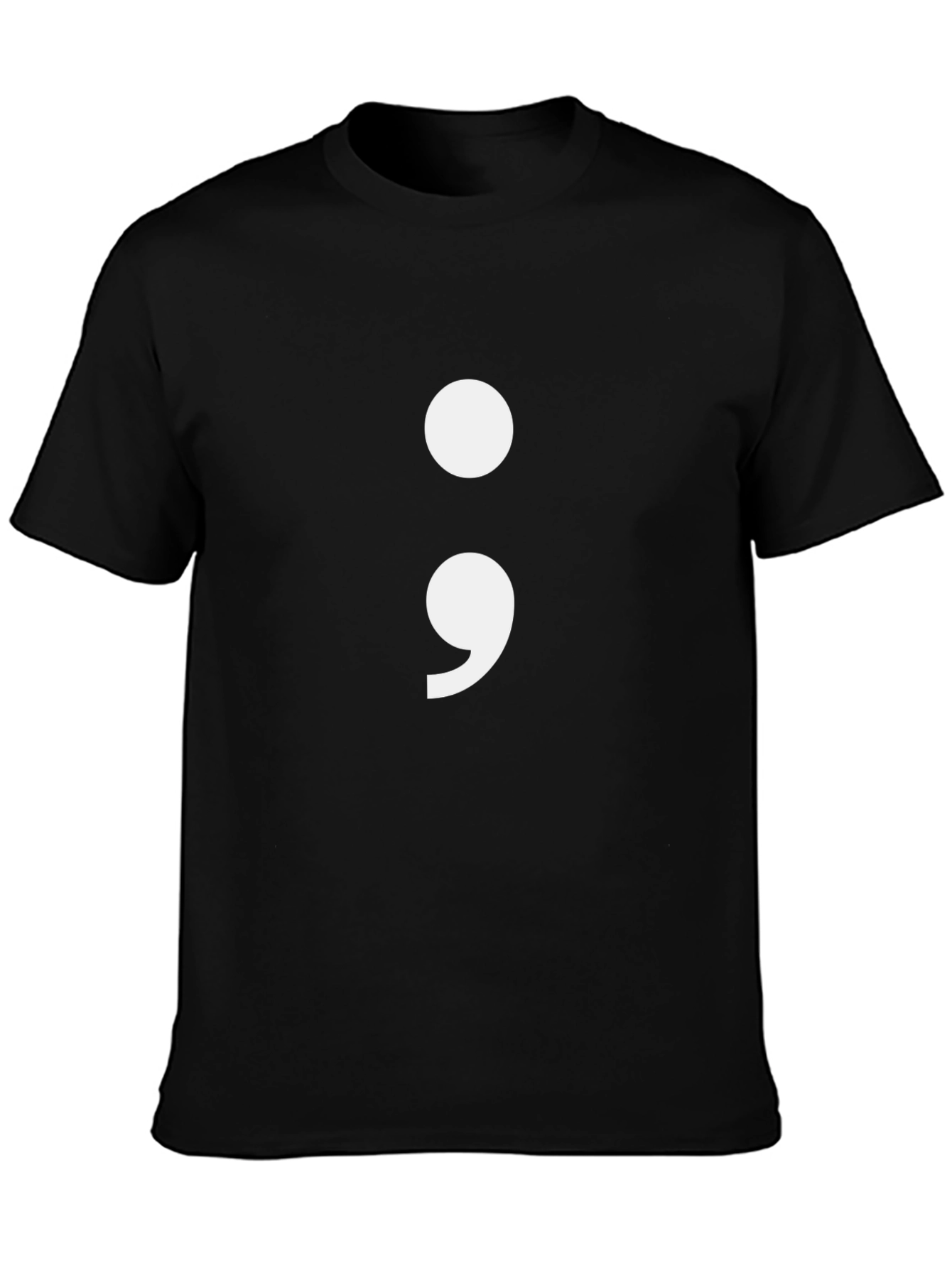 Semicolon Graphic Tee - Black Cotton Blend T-Shirt