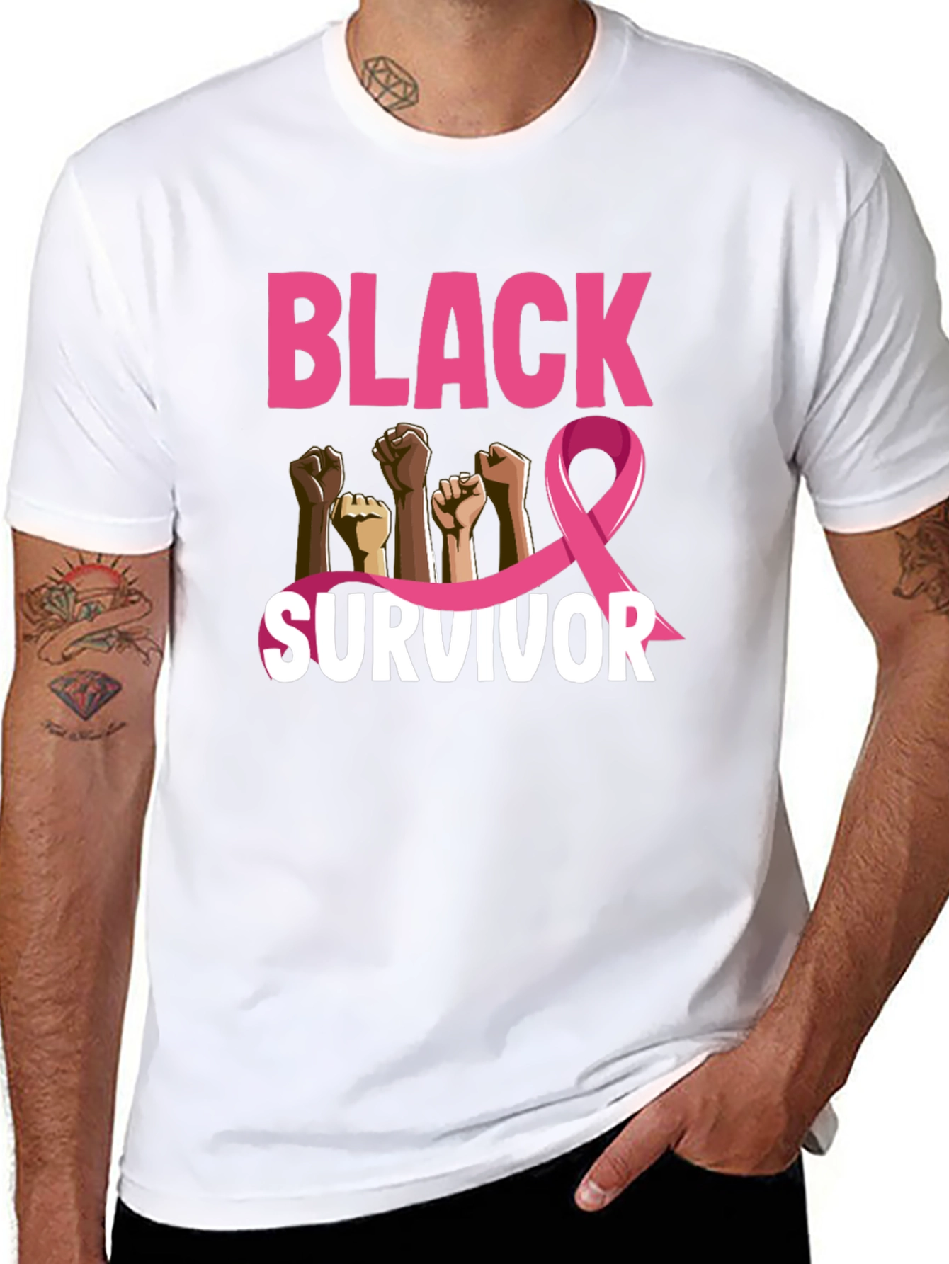 Black Survivor Breast Cancer Awareness T-Shirt