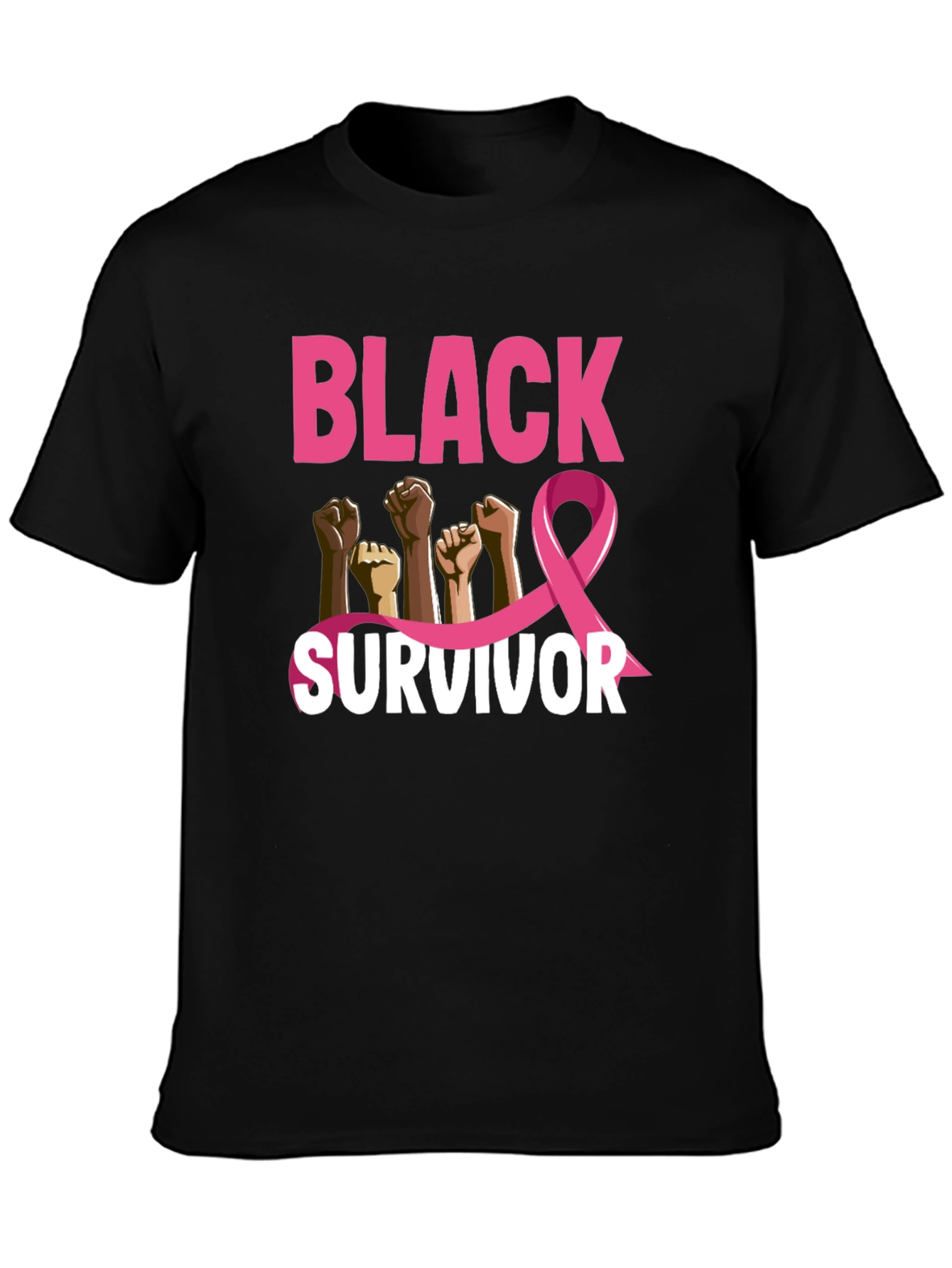Black Survivor Breast Cancer Awareness T-Shirt