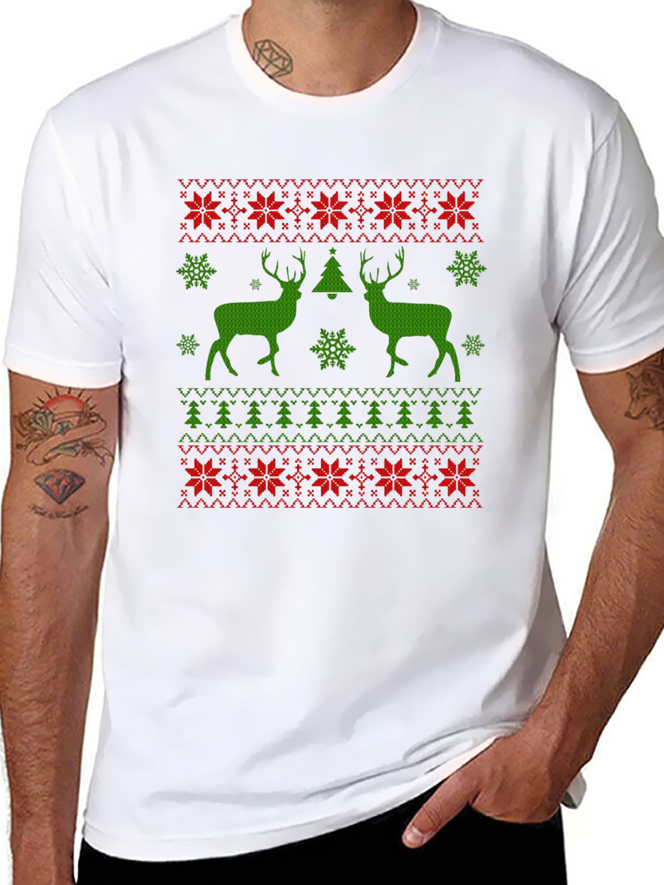 Ugly Christmas Sweater Deer Holiday Tee